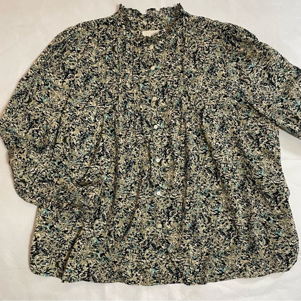 Loft Loft Floral Cotton Long Sleeve Mock Neck Blouse Size XL Size XL / US 12-14 / IT 48-50 - 6 Thumbnail