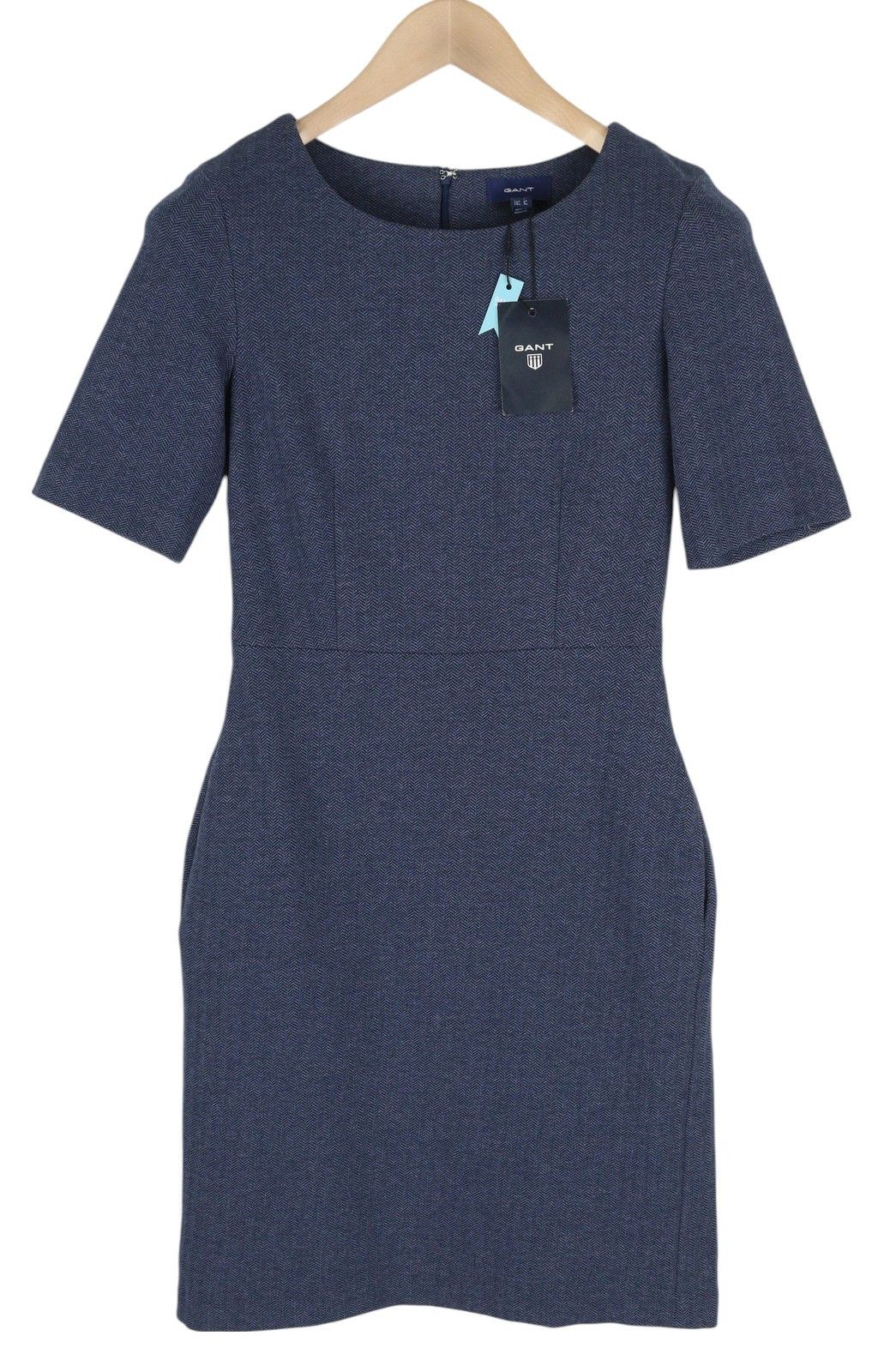 Gant HERRINGBONE JERSE EU34 Blue Round Neck Dress 85193 Size XS / US 0-2 / IT 36-38 - 1 Thumbnail