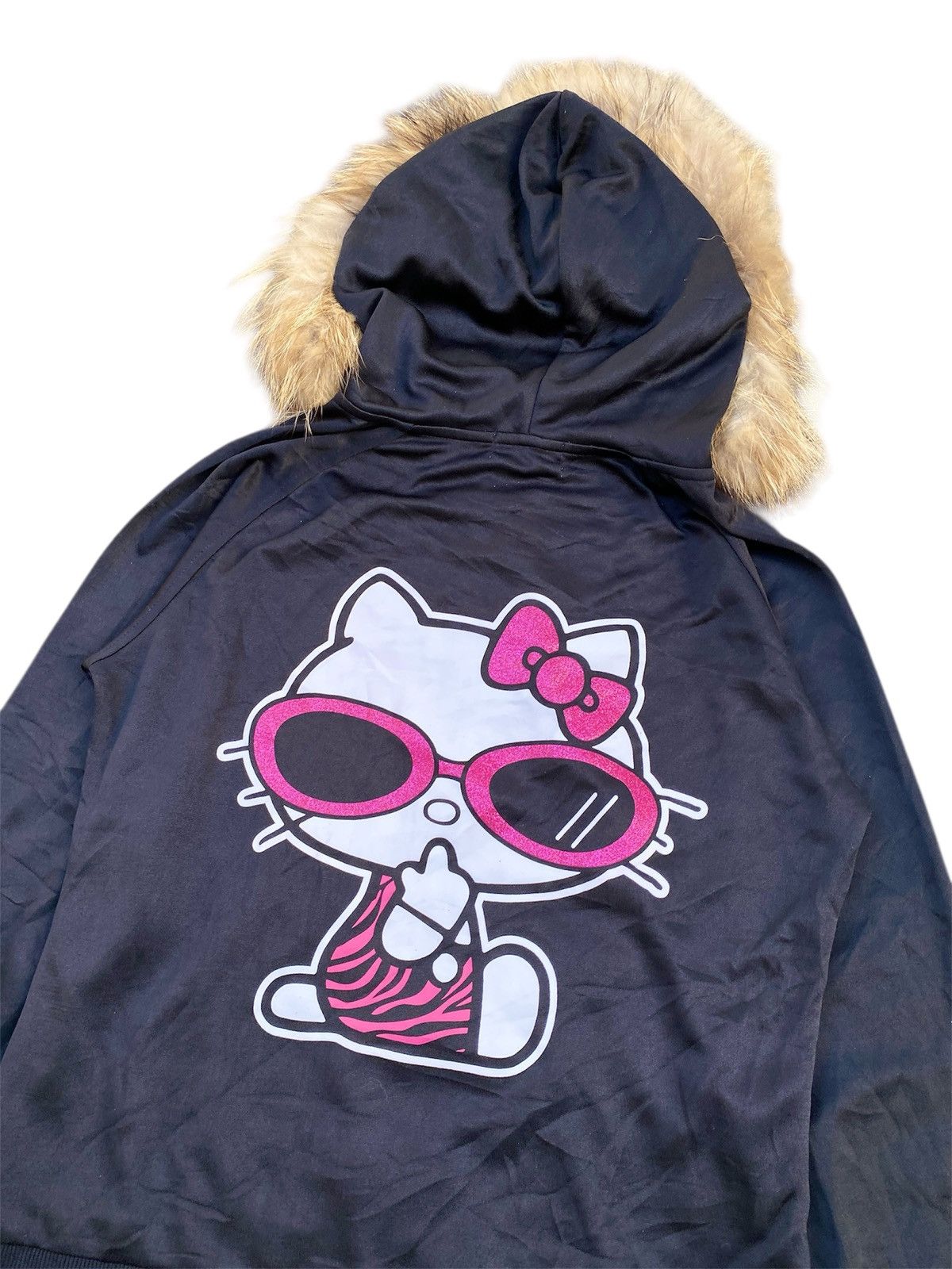 Japanese Hello Kitty Punk Gothic Fur Hoodie