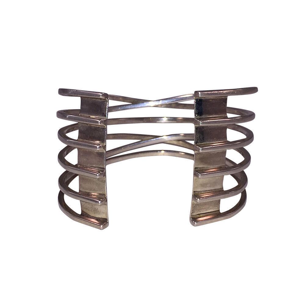 Designer Women's Sterling Silver Cubist Woven Wire Cuff Bracelet Size ONE SIZE - 1 Thumbnail