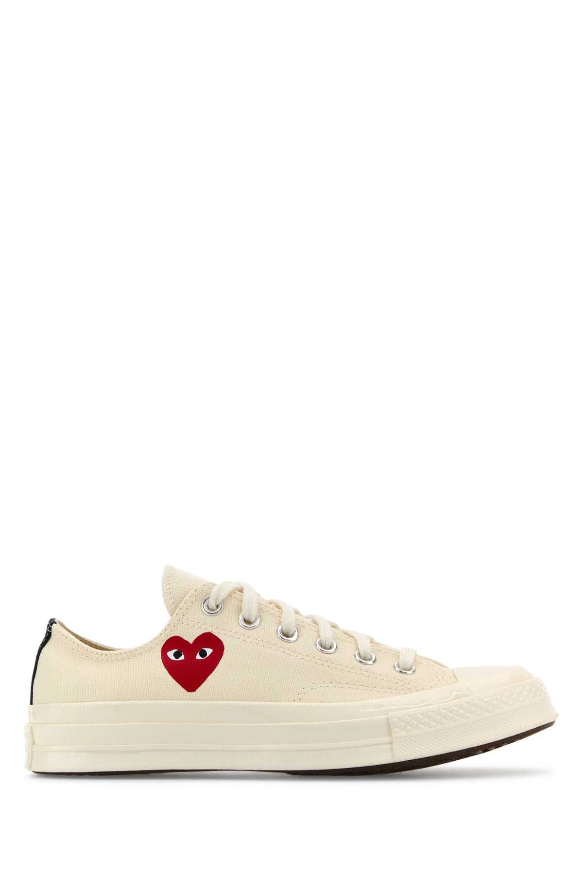 Comme des Garcons PLAY Ivory Canvas Comme Des Garã§Ons X Converse Sneakers Size US 7 / EU 40 - 1 Thumbnail