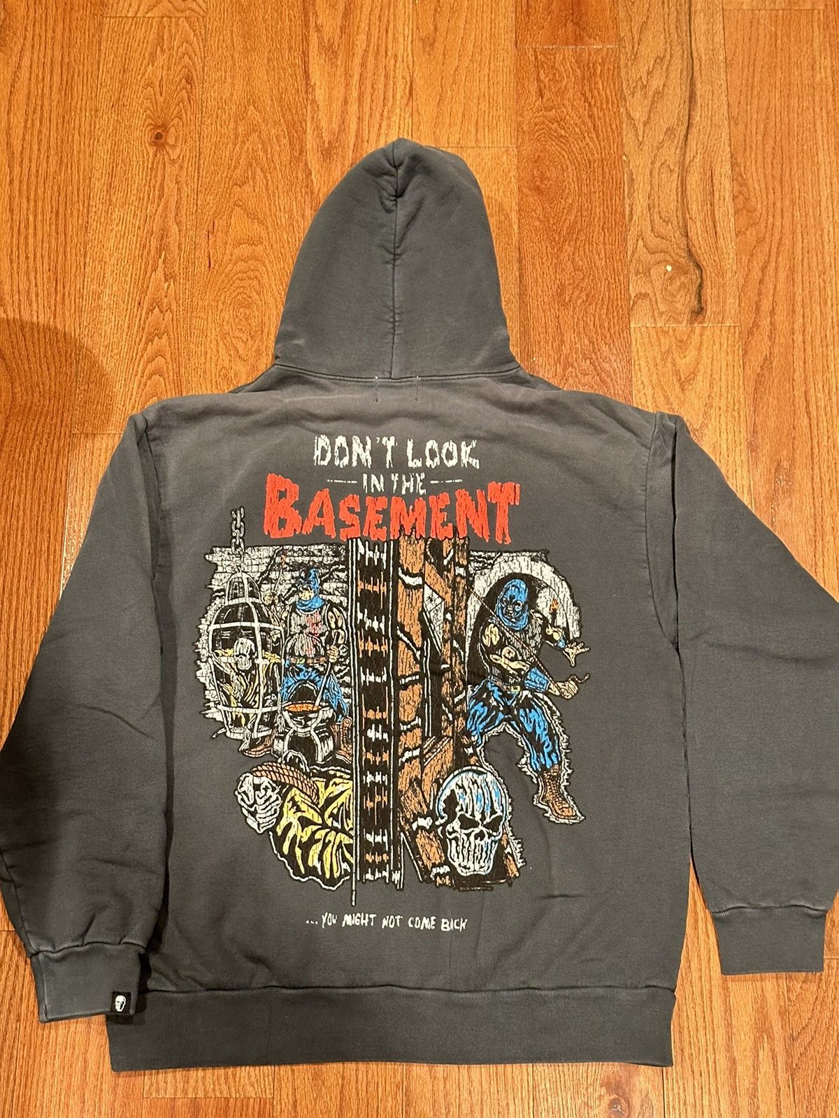 Warren Lotas “Don’t look in the basement” distressed sun faded hoodie ...