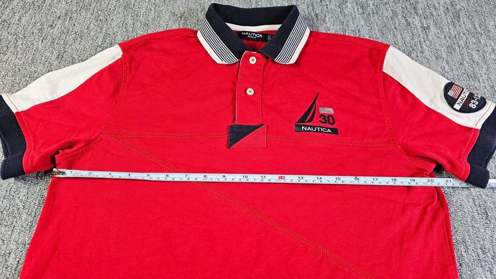 Nautica Nautica Slim Fit Polo USA Flag 30th Anniversary Red Cotton M Size US M / EU 48-50 / 2 - 12 Thumbnail