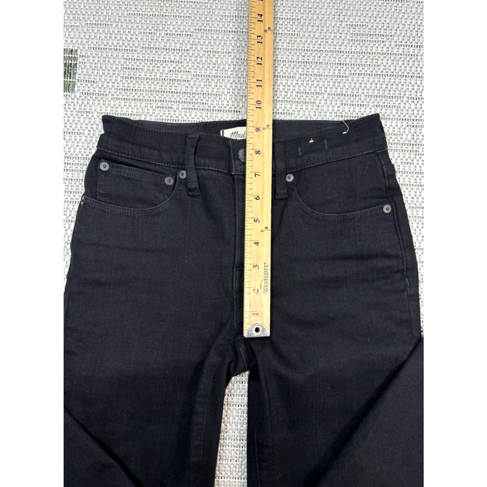 Madewell Madewell Mid Rise Kick Out Jeans Womens 24 Petite Black Denim Stretch Crop 24x25 Size 42" / US 20 - 3 Thumbnail