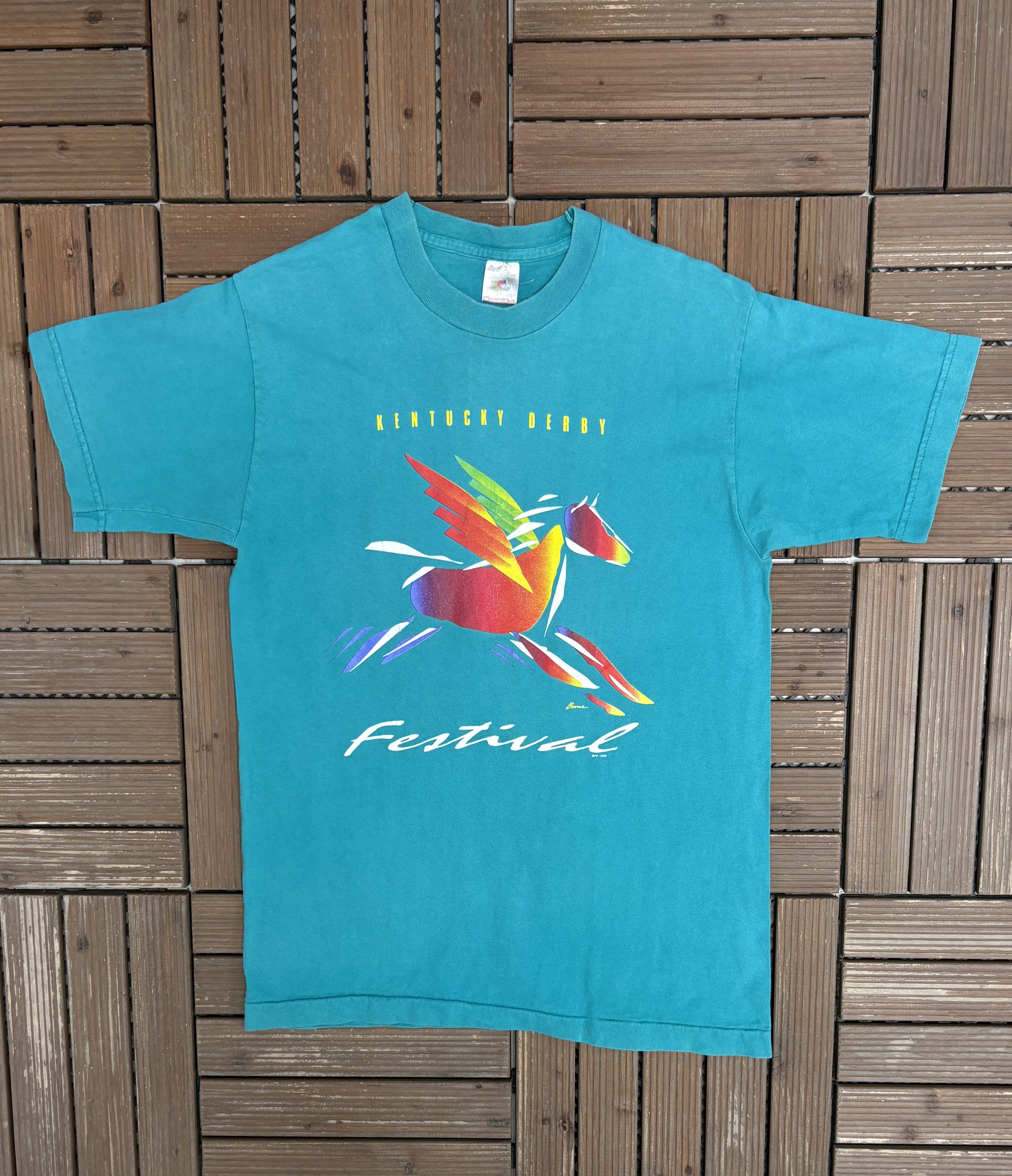Vintage Kentucky Derby Festival Vintage Teal T-Shirt Tee Size US M / EU 48-50 / 2 - 1 Thumbnail