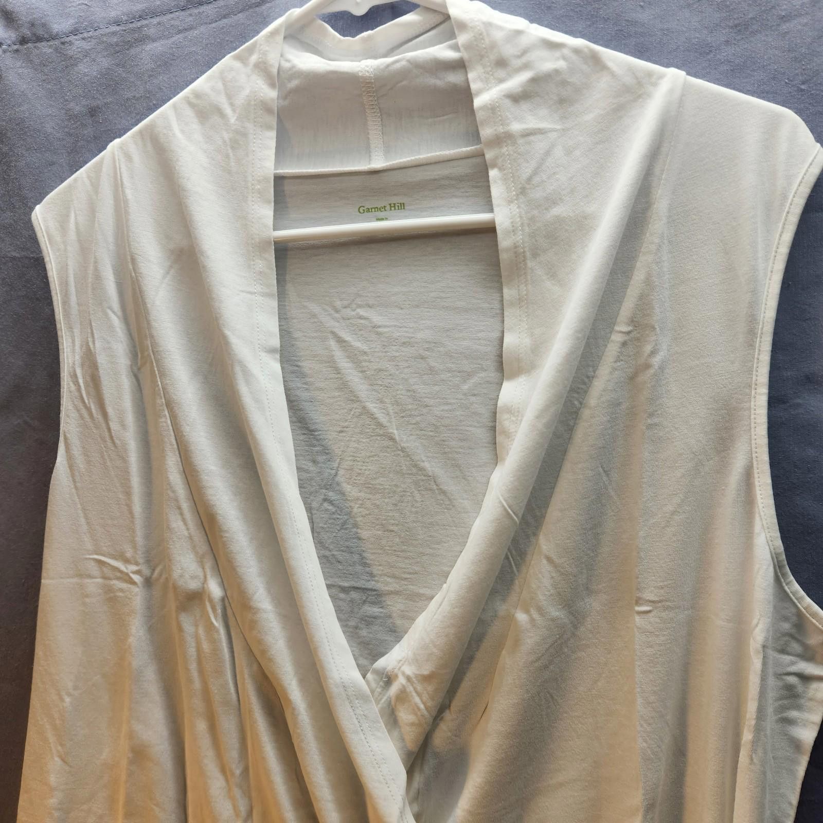 Designer Garnet Hill Wrap Style Sleeveless Top White Size Large NWOT Size L / US 10 / IT 46 - 2 Thumbnail