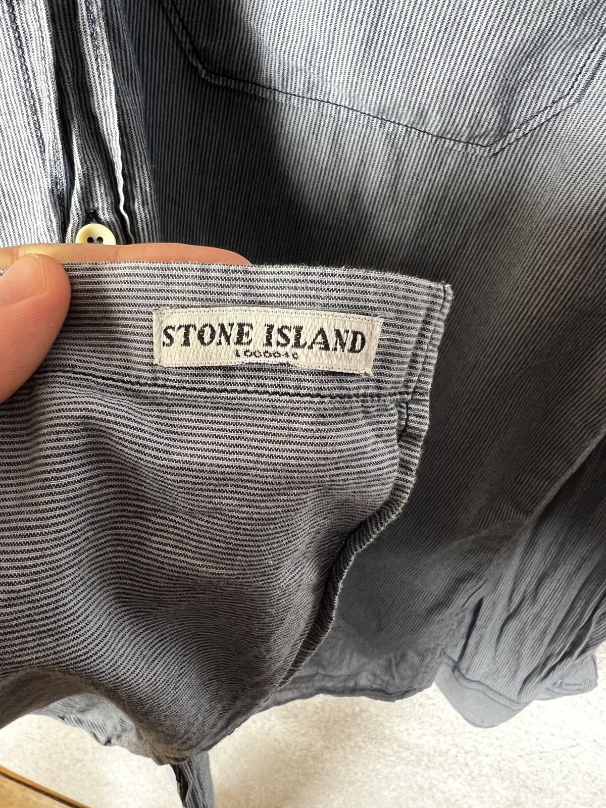 Massimo Osti Vintage Stone Island S/S 2010 Striped Shirt Stitched Logo Size US L / EU 52-54 / 3 - 7 Thumbnail
