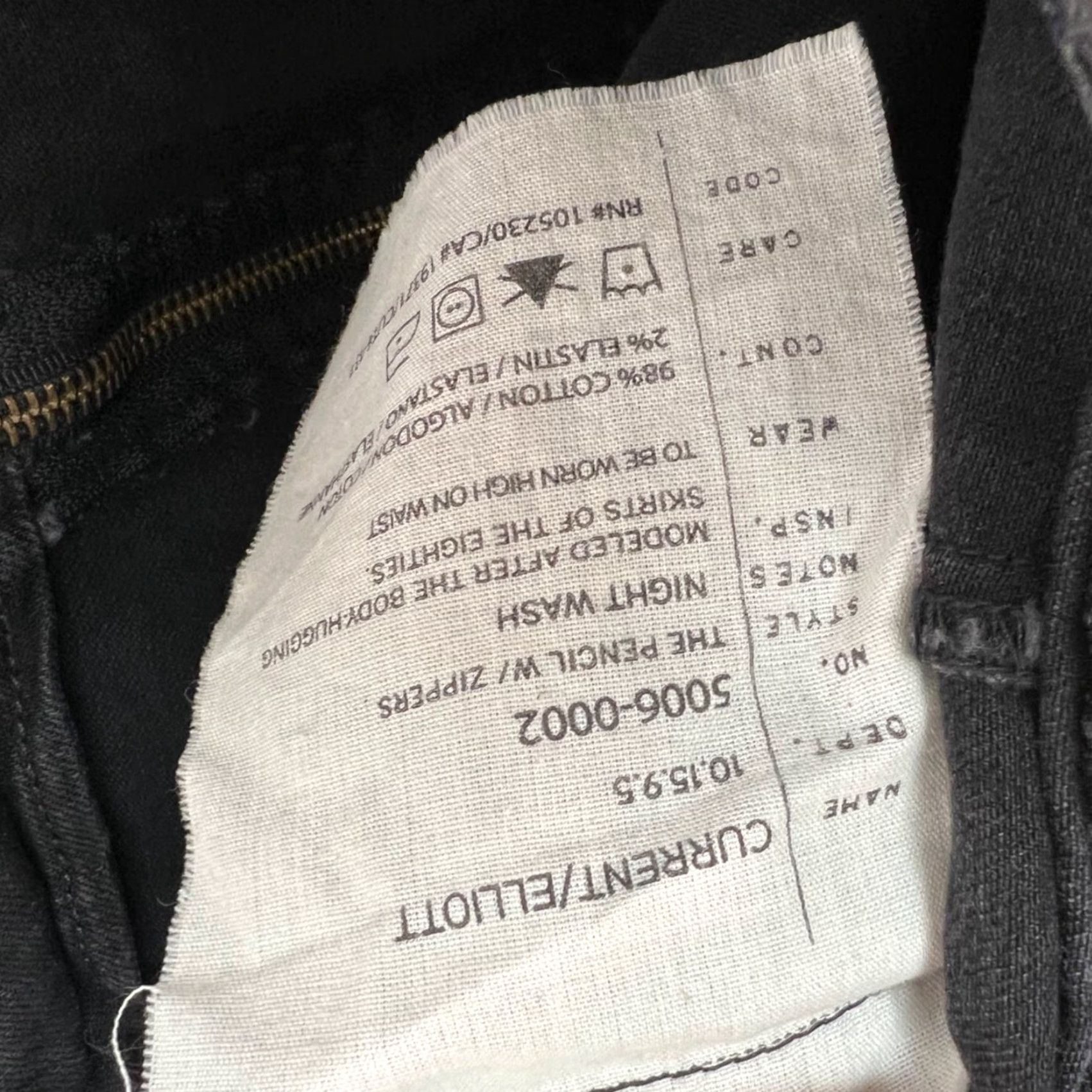 Vintage Current/Elliott Womens Skirt Pencil Denim Black Size 3 Short Zipper 3 Size 26" / US 2 / IT 38 - 4 Thumbnail