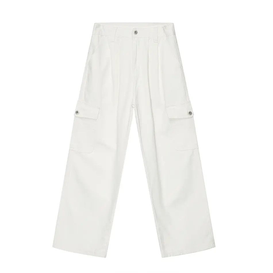 Japanese Brand Retro loose white straight leg jeans Size US 32 / EU 48 - 4 Thumbnail