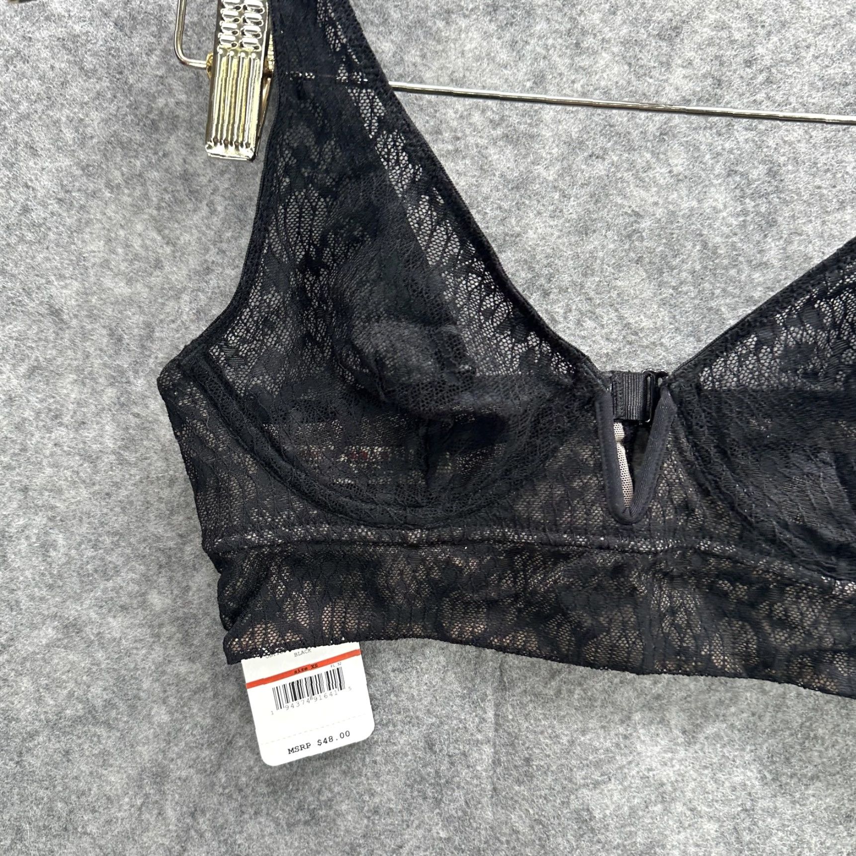Free People Free People Bralette Womens XS Black Lace V Wire Longline Intimately NWT Bra Size ONE SIZE - 3 Thumbnail