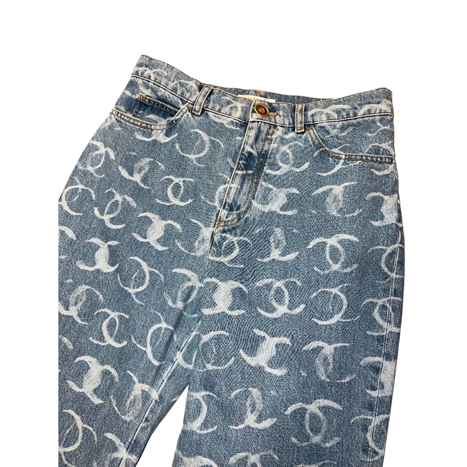 Chanel Chanel Denim White CC Printed Logo Sequin Regular Jeans 38 Size 26" / US 2 / IT 38 - 10 Thumbnail