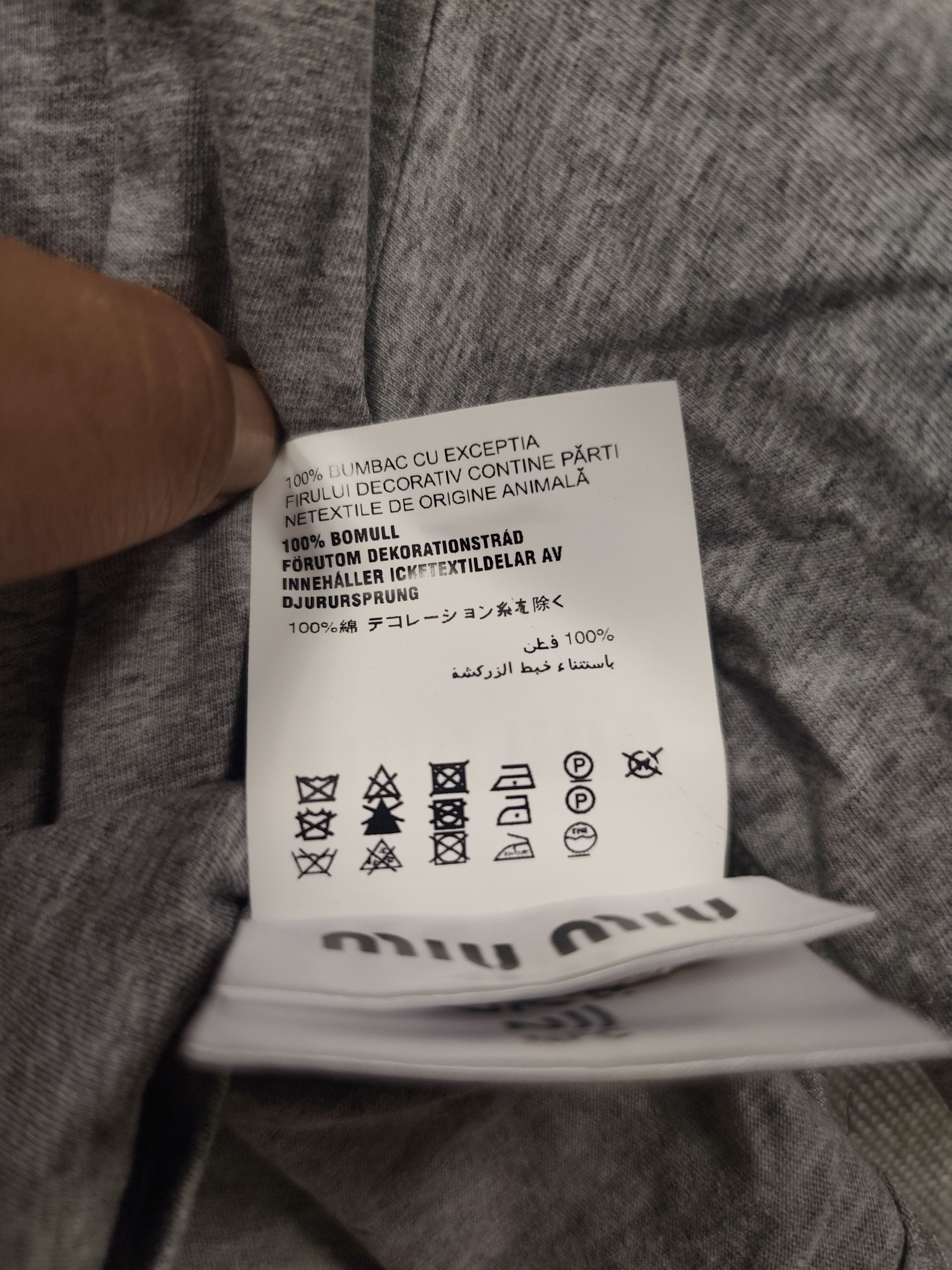 Miu Miu Miu Miu Logo Appliqué Cropped Tee - Heather Grey Size L / US 10 / IT 46 - 13 Thumbnail