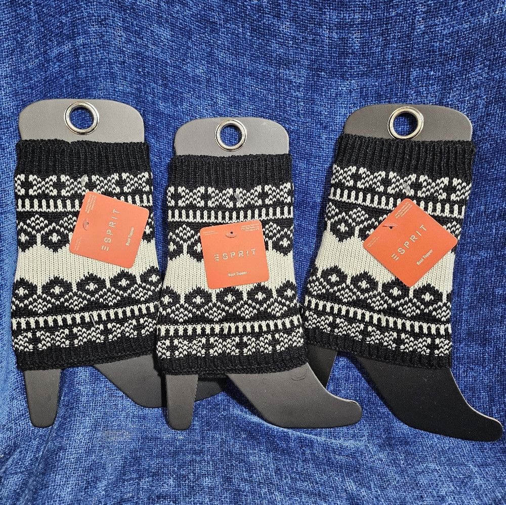 Esprit Esprit Black White Cream Knit Boot Toppers Size ONE SIZE - 5 Thumbnail