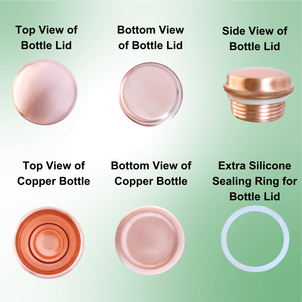 Handmade NEW 100% Plain Finish Copper Water Bottle, 32.5 oz/950 mL Size ONE SIZE - 7 Thumbnail