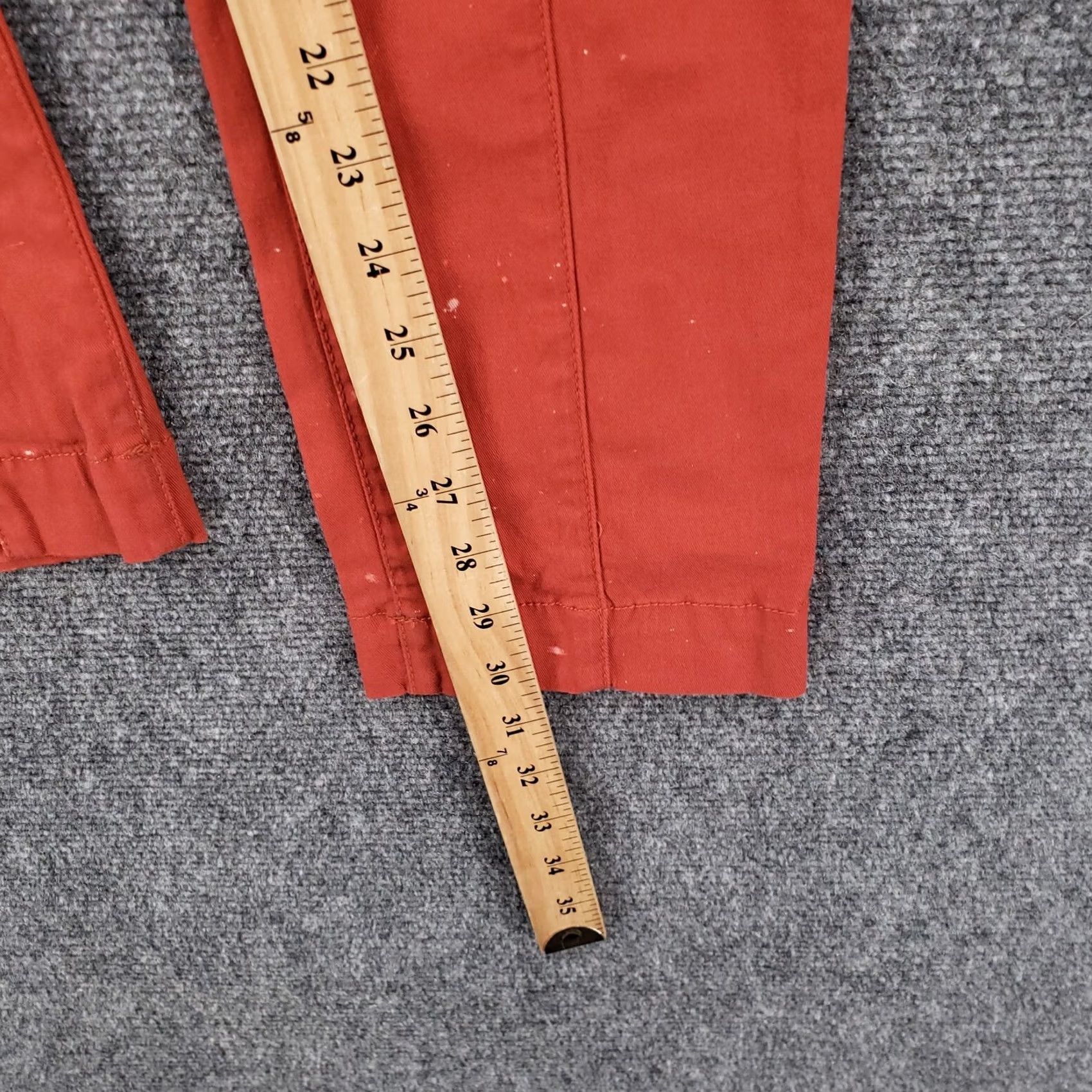 Vintage CAbi Pants Womens 4 Slim Leg Twill Stretch Orange solid Front Pocket Zip 30in Inseam Casual Formal Business Carpenter Mens Womens Girls Boys Size 27" / US 4 / IT 40 - 4 Thumbnail