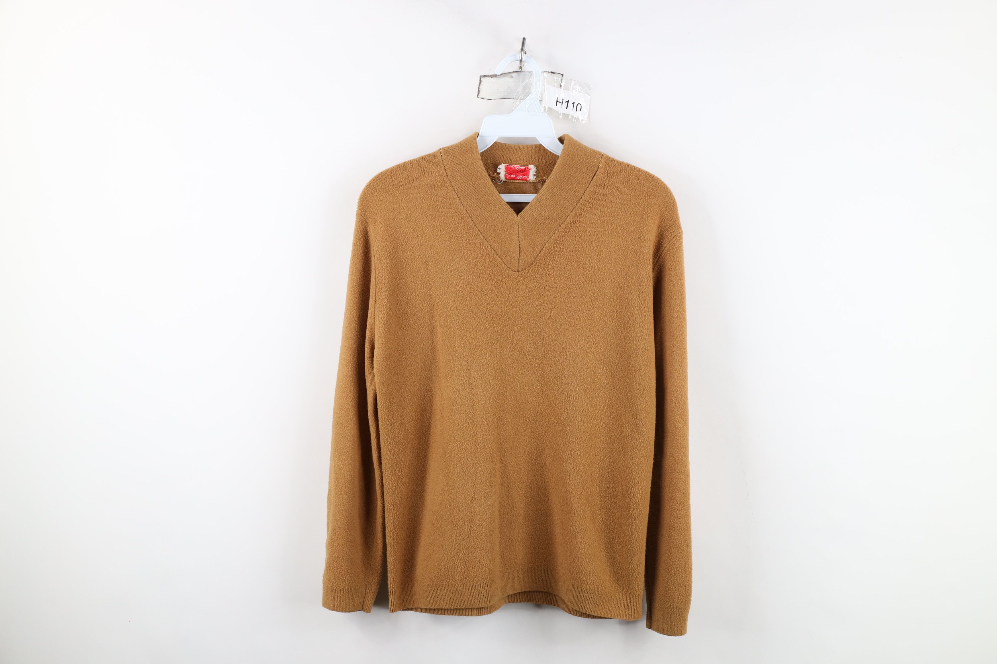 Vintage Vintage 60s Streetwear Velour Fleece V-Neck Sweatshirt Brown Size S / US 4 / IT 40 - 1 Thumbnail