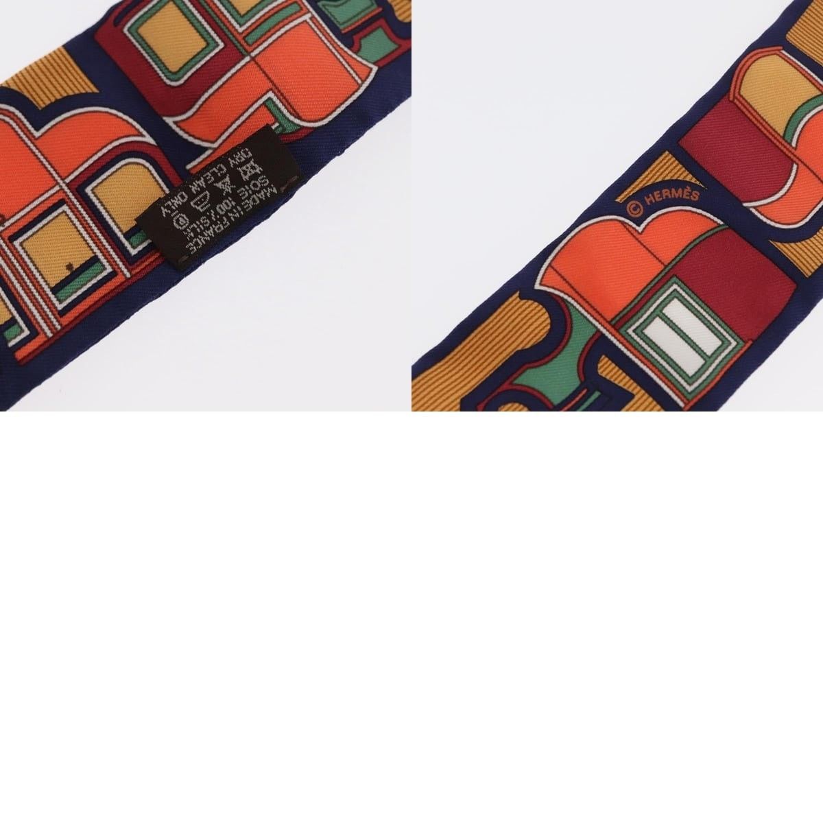 Hermes Hermes Twilly Scarf Horse Carriage Silk Navy Size ONE SIZE - 5 Thumbnail