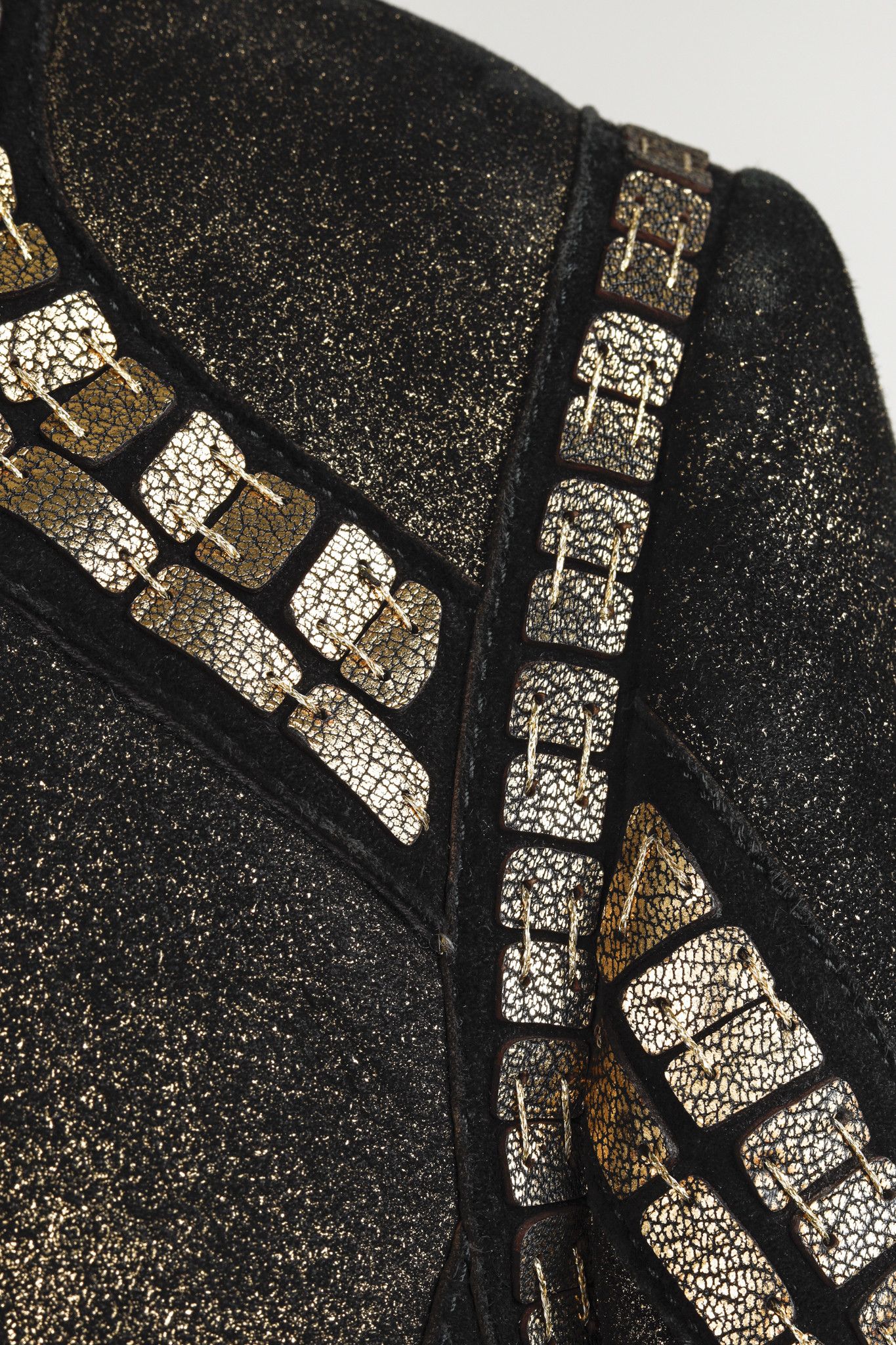Roberto Cavalli Roberto Cavalli Embellished Black Gold Sheepskin Jacket Size M / US 6-8 / IT 42-44 - 6 Thumbnail