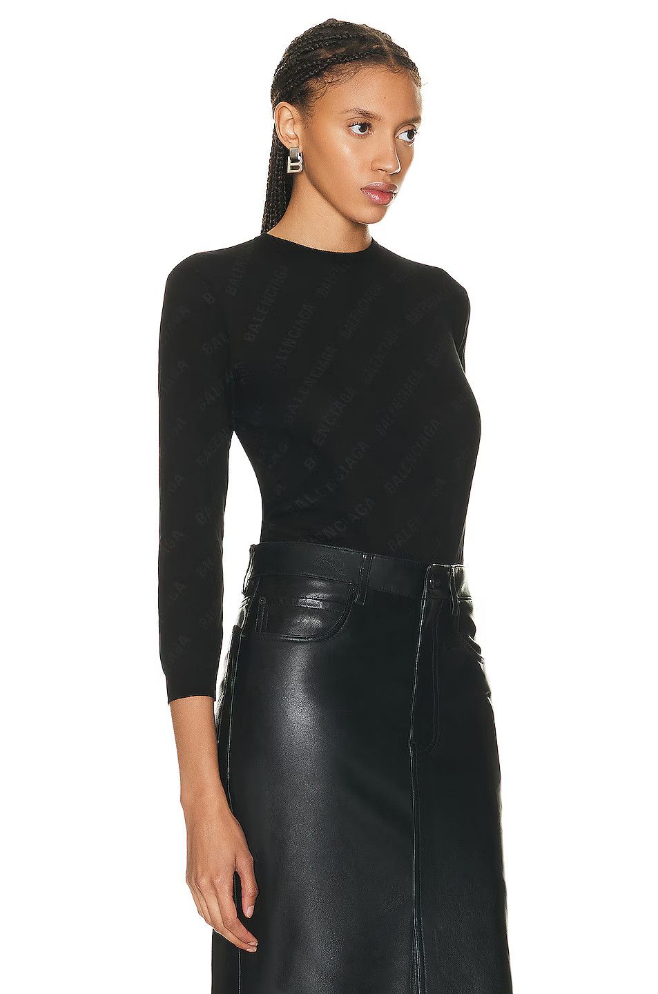 Balenciaga o1bcso1str0924 Mini Allover Logo Sweater in Black Size M / US 6-8 / IT 42-44 - 5 Thumbnail