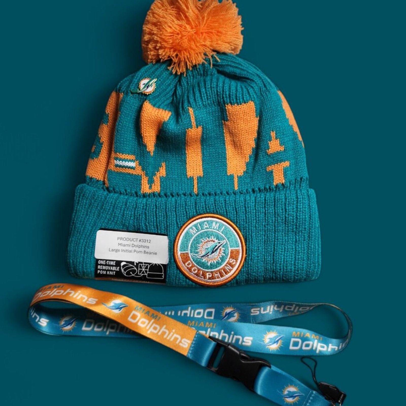 Other NWT Miami Dolphins Beanie Bundle with Push Pin and Lanyard Size ONE SIZE - 1 Thumbnail