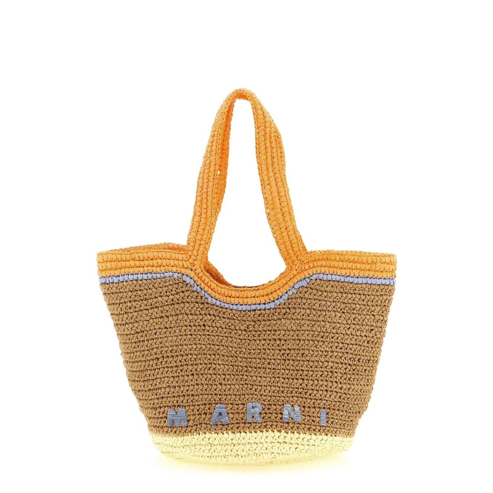 Marni MARNI Small Seaside Beige Woven Raffia Paper Shopper Shoulde Size ONE SIZE - 1 Thumbnail