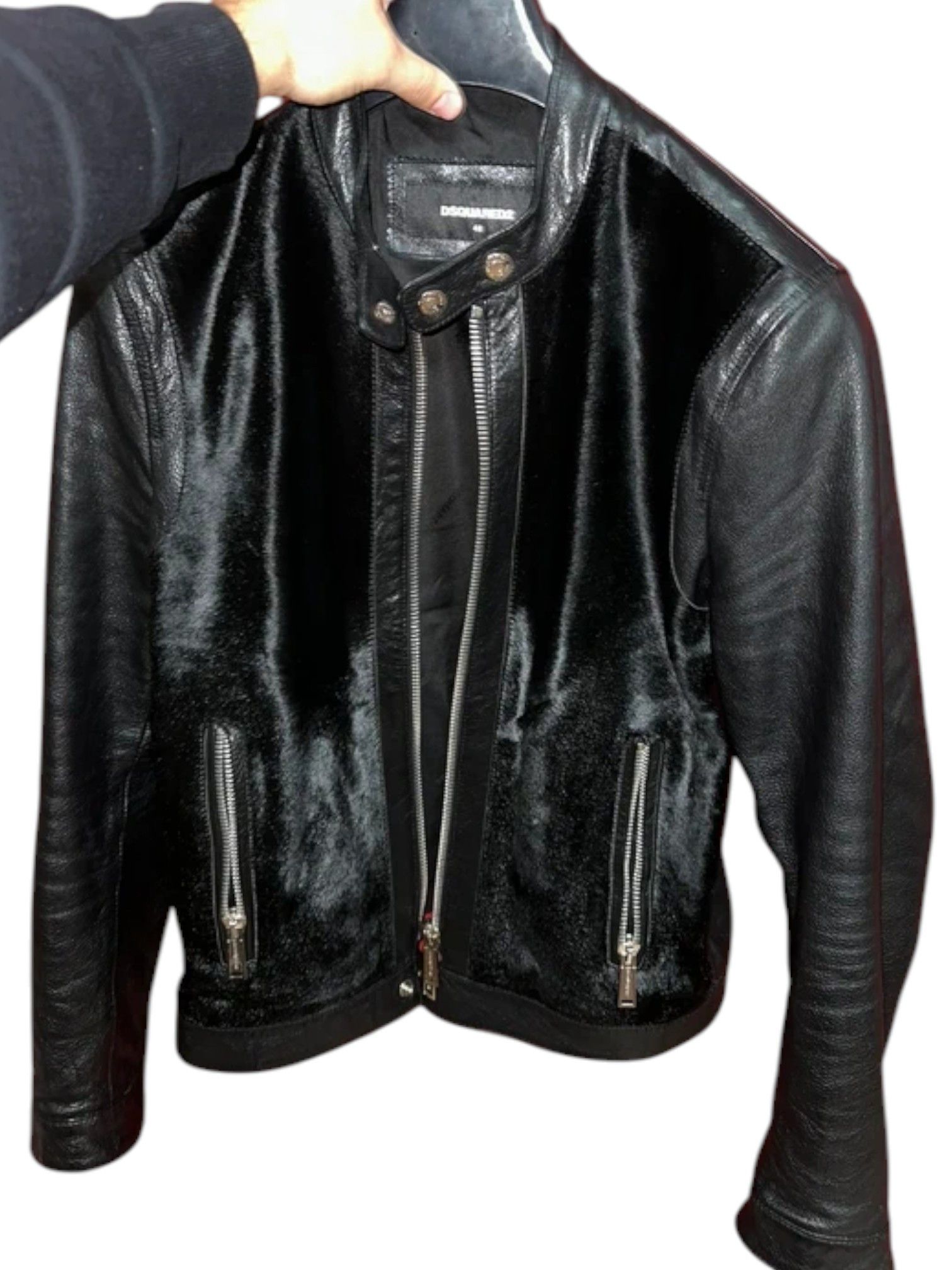 Dsquared2 Dsquared2 Leather & Pony Hair Biker Jacket c.2010s Size US S / EU 44-46 / 1 - 1 Thumbnail
