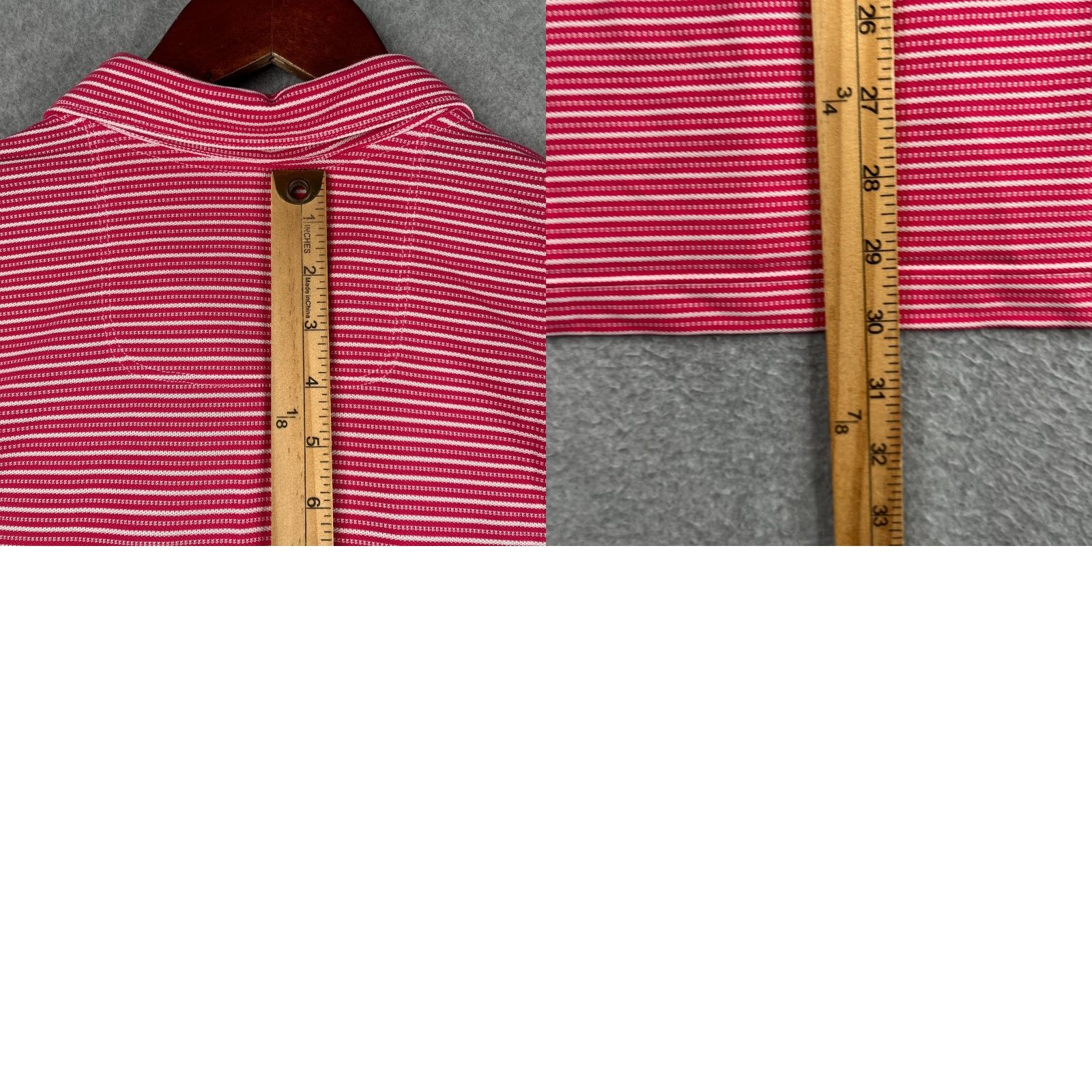 Tommy Bahama Tommy Bahama Island Zone Polo Shirt XL Pink White Striped Knit Mens Regular Fit Short Sleeve Collared Button Machine Washable Size US XL / EU 56 / 4 - 8 Thumbnail
