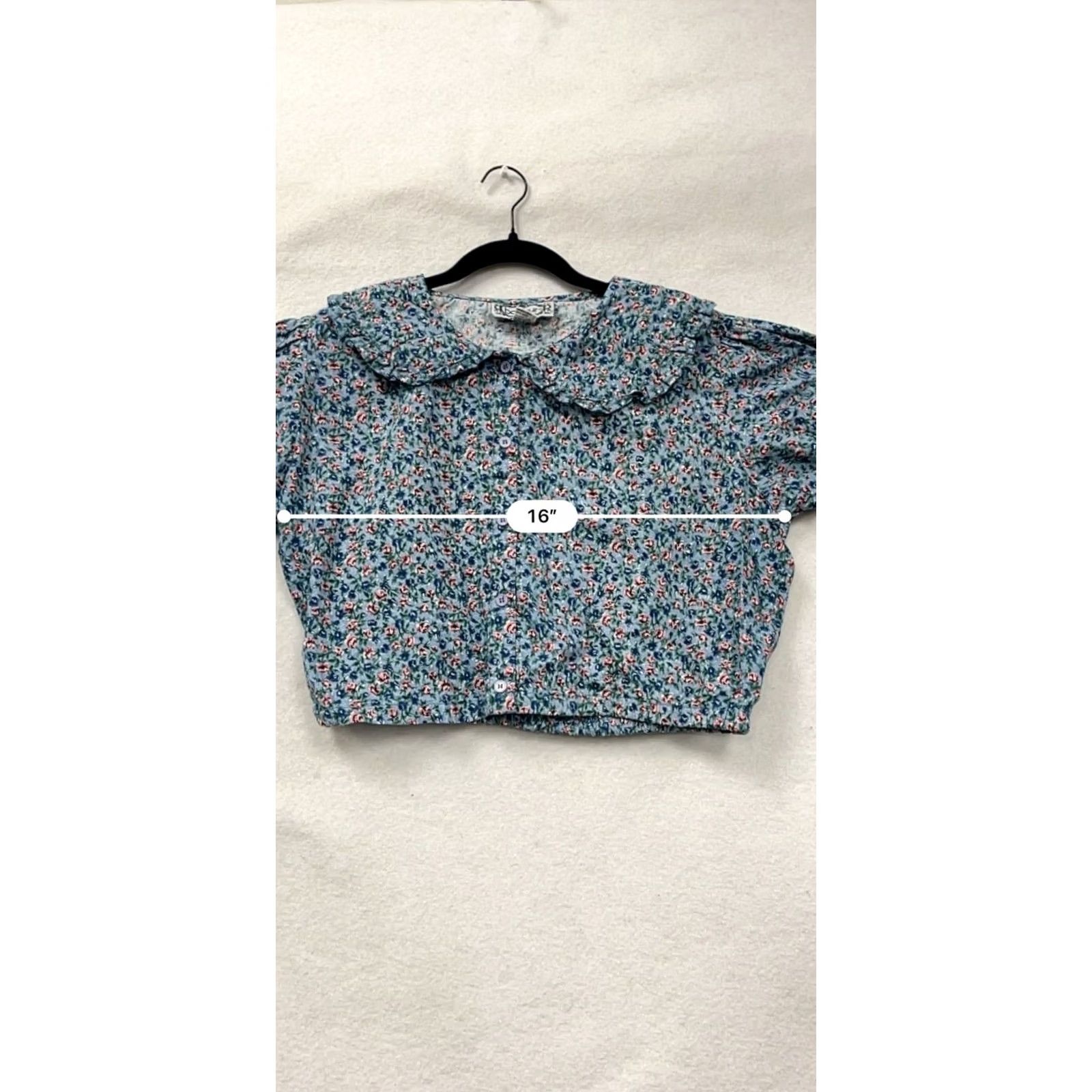 Vintage VINTAGE BonJour Floral Blouse Womens L Blue Puff Sleeve Peter Pan Collar Blouse Size L / US 10 / IT 46 - 7 Thumbnail