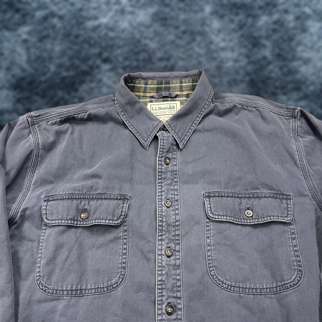 Vintage L.L. Bean Shirt Mens XL Blue Hurricane Cotton Flannel Lined Heavy Workwear Shirt Size US XL / EU 56 / 4 - 1 Thumbnail
