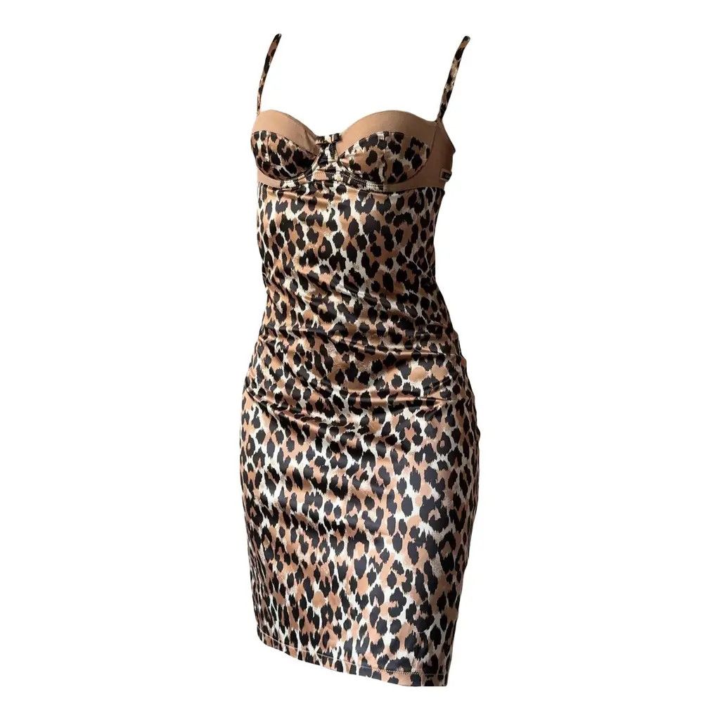 Dolce & Gabbana Dolce & Gabbana Brown Leopard Bodycon Mini Slip Dress L Size M / US 6-8 / IT 42-44 - 2 Thumbnail