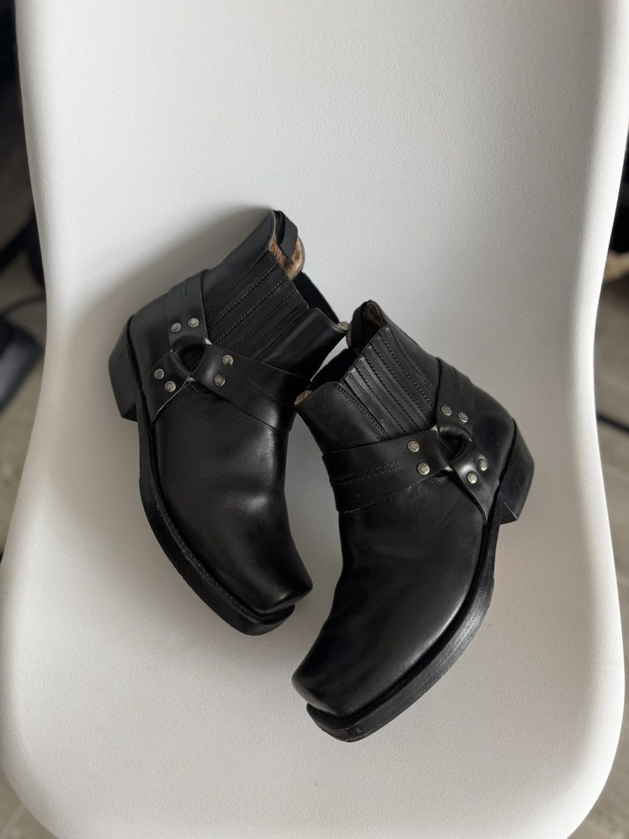 Sancho Boots Sancho Vintage Leather Motorcycle Buffalo Cowboy Black Boots Size US 7 / EU 40 - 9 Thumbnail