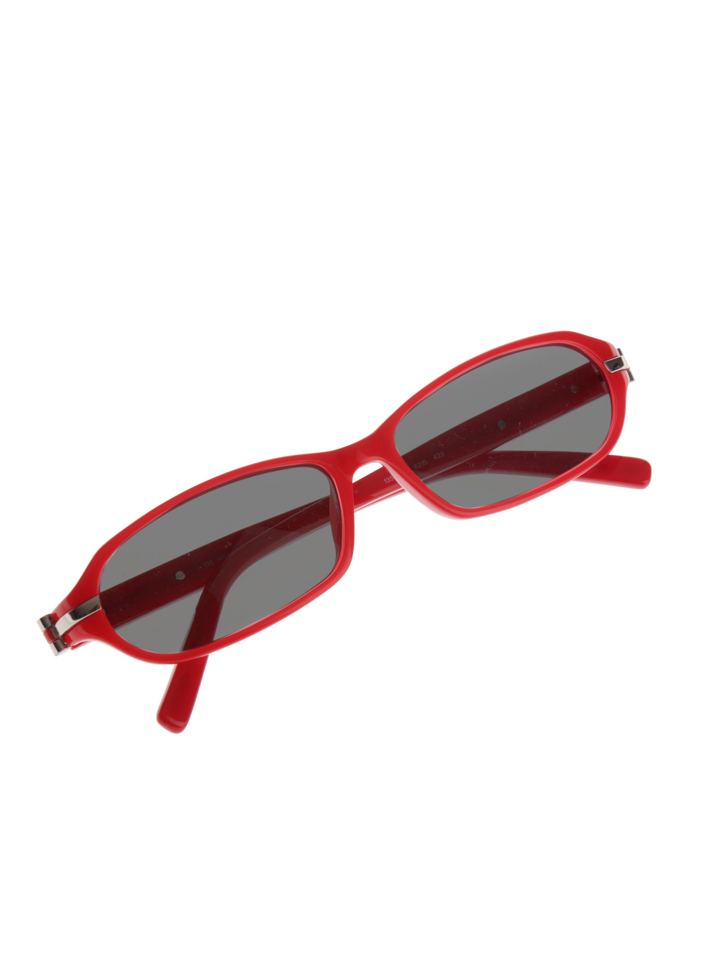 Yves Saint Laurent Red Plastic Frame Sunglasses Black