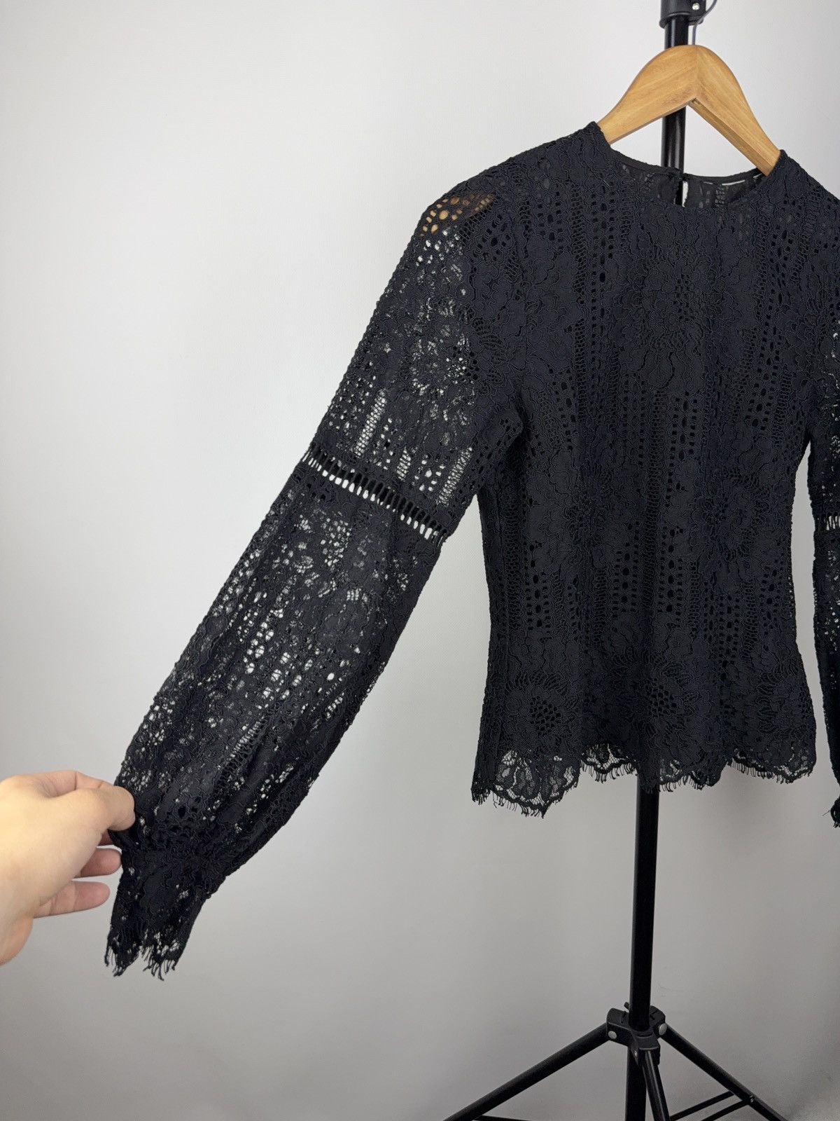 Japanese Brand Opium Gothic Black Long Blouse Floral Avant Garde Y2k Size S / US 4 / IT 40 - 5 Thumbnail
