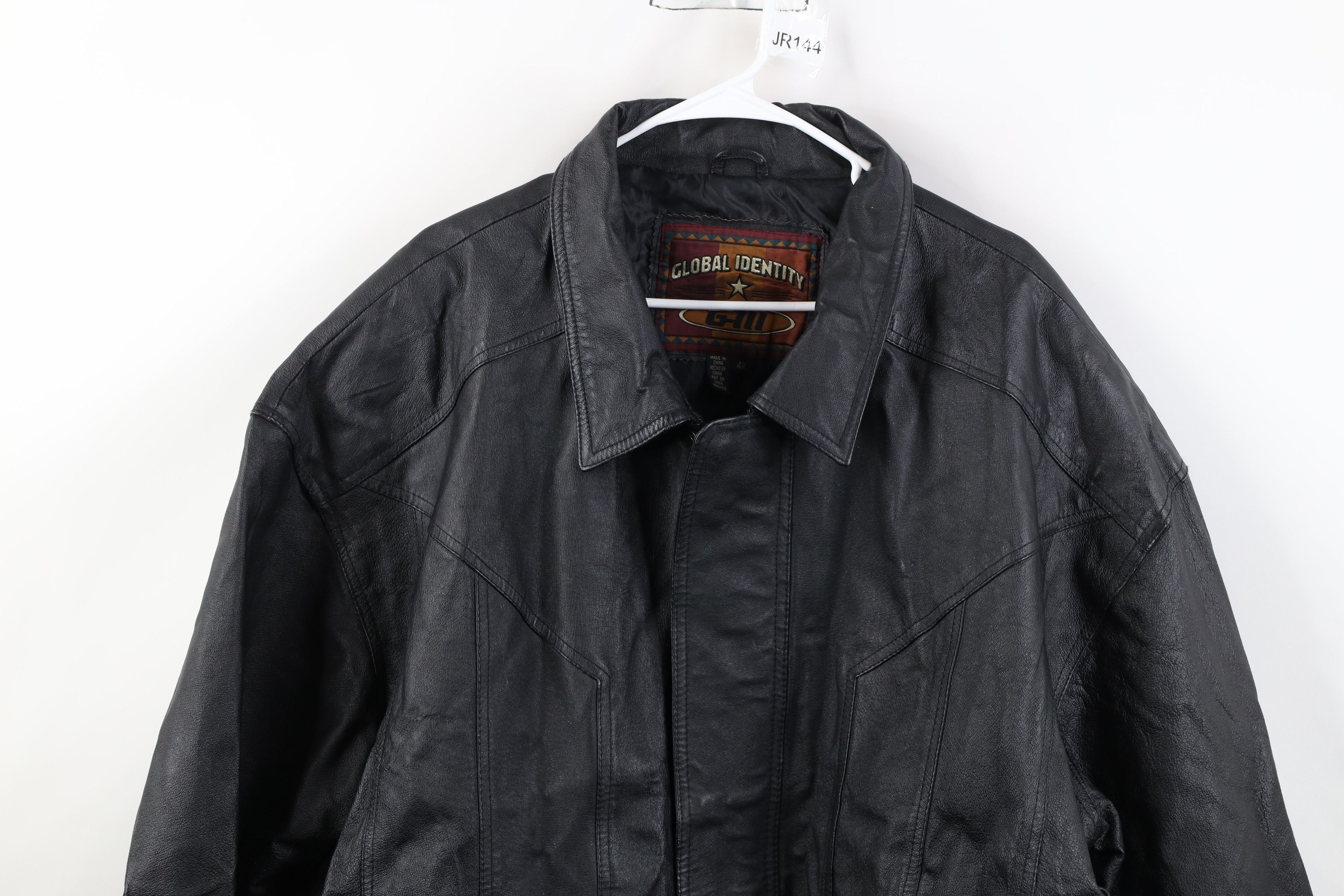 Vintage Vintage 90s Streetwear Full Zip Leather Parka Jacket Black Size US XXL / EU 58 / 5 - 2 Thumbnail