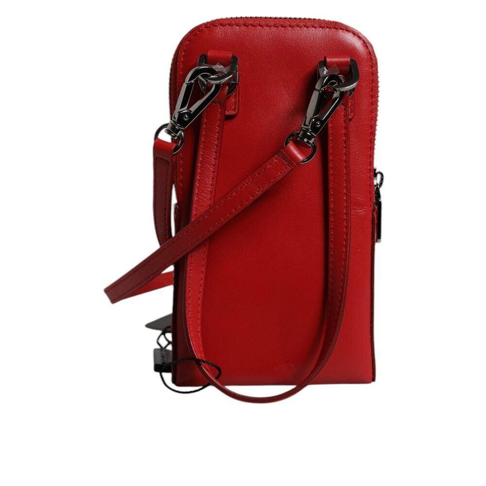 Dolce & Gabbana Dolce & Gabbana Red Leather Purse Phone Sling Crossbody Neck Size ONE SIZE - 4 Thumbnail