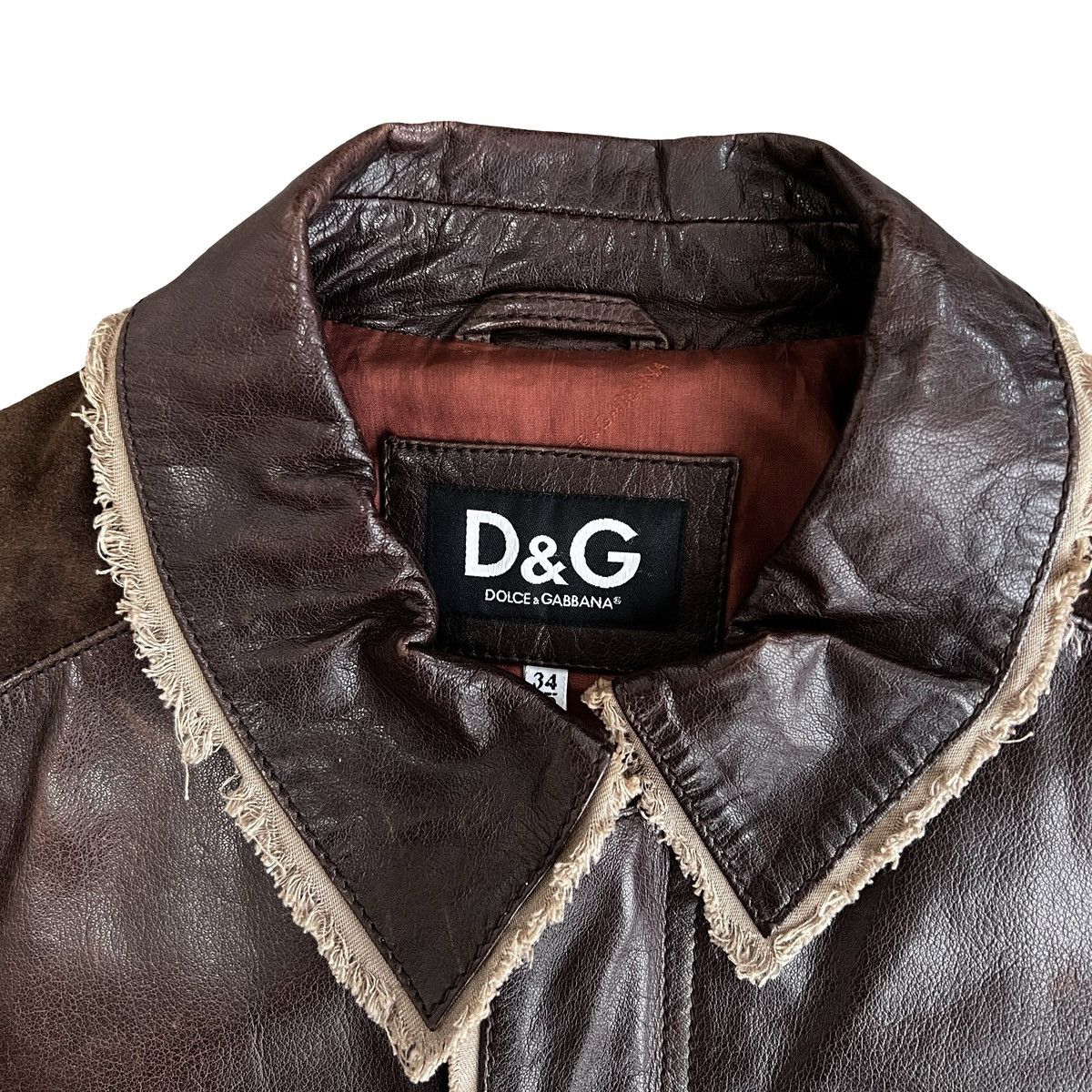 Dolce & Gabbana VINTAGE D&G Cut-off Suede Panel Leather Jacket Size US M / EU 48-50 / 2 - 2 Thumbnail