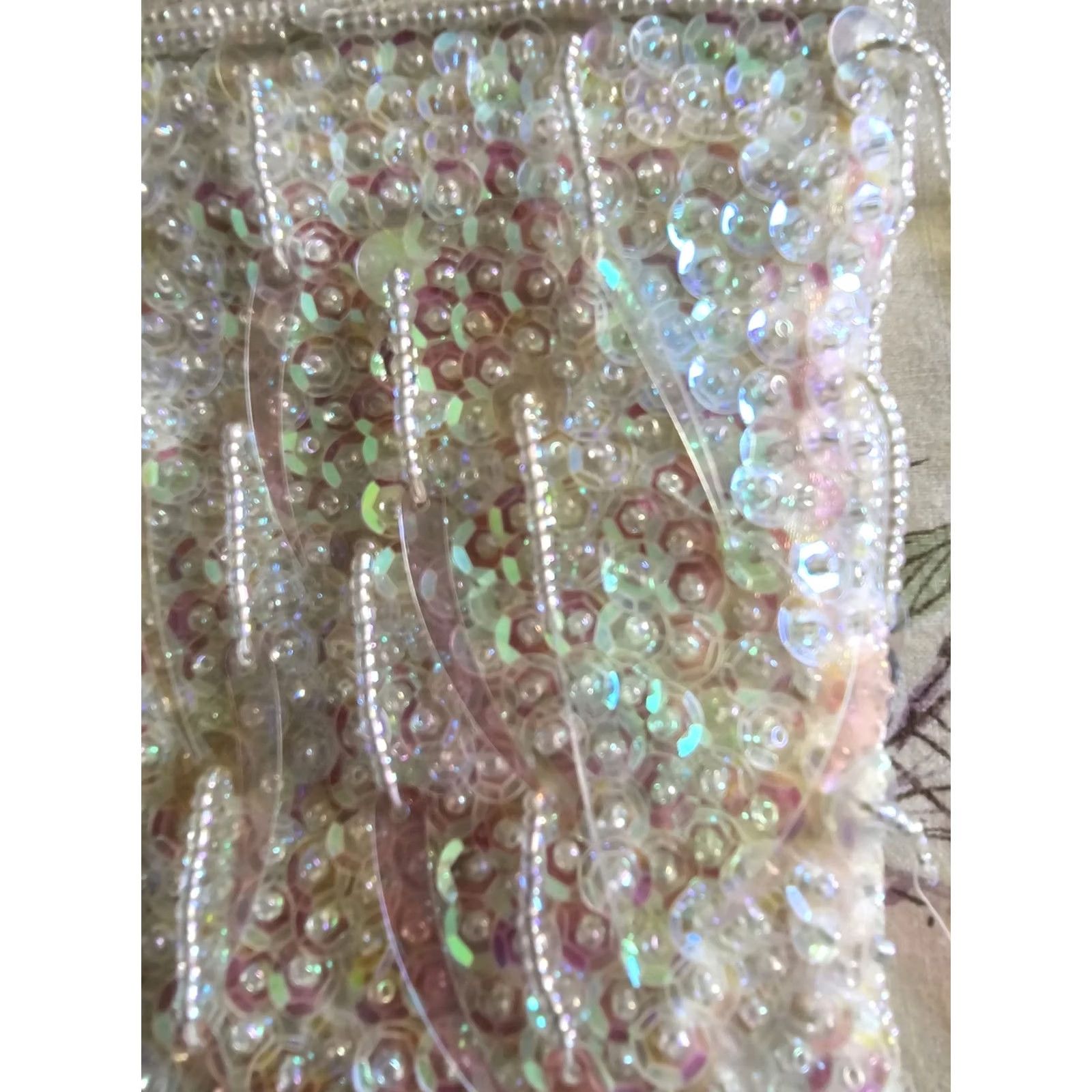 Vintage VINTAGE Gunne Sax Jessica McClintock Iridescent Sequin Crossbody Purse Small 80s 90s White Evening Bag Womens Size ONE SIZE - 5 Thumbnail