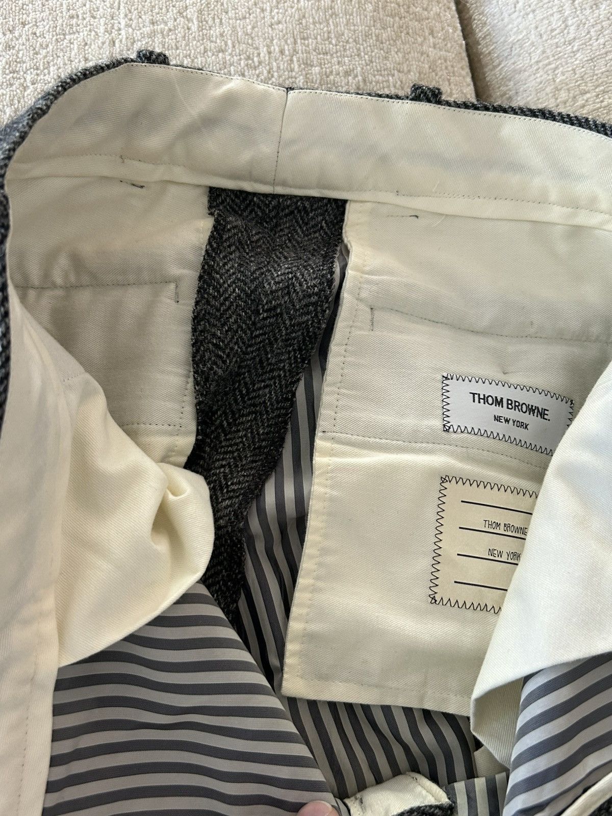 Thom Browne Early Thom Browne Gray Herringbone Flannel Trousers size 0 Size US 29 - 6 Thumbnail