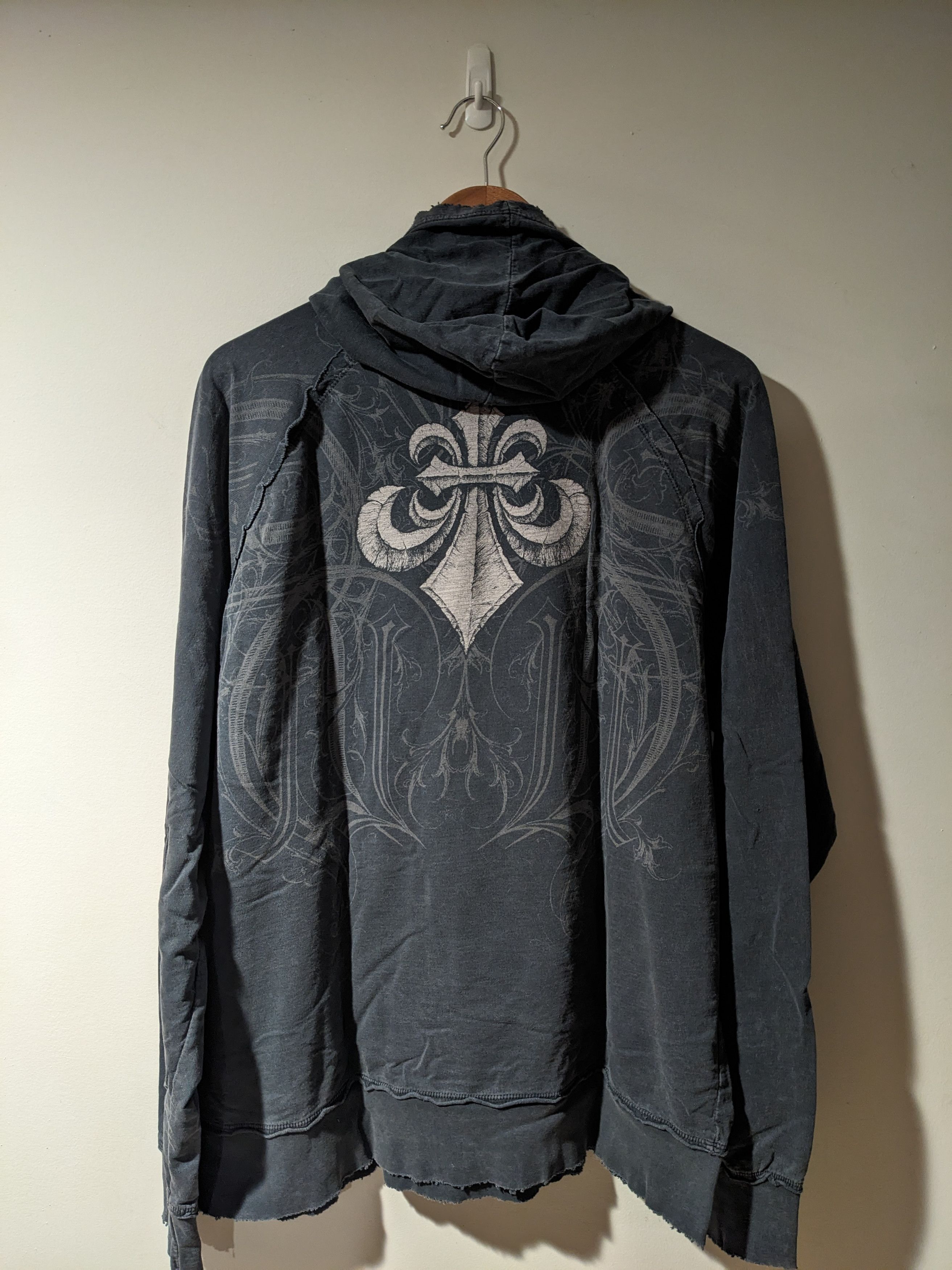 Affliction × Vintage Vintage Y2K Affliction All Over Print X-Large Black Hoodie Size US XL / EU 56 / 4 - 10 Thumbnail