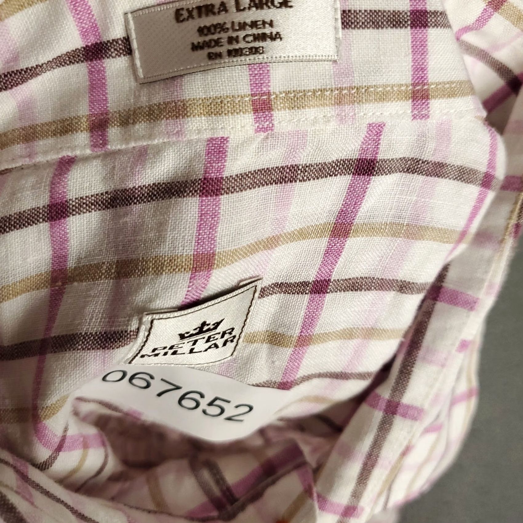 Peter Millar Peter Millar Shirt Mens XL Pink Beige Check Linen Button Up Long Sleeve Clothing White? Size US XL / EU 56 / 4 - 7 Thumbnail