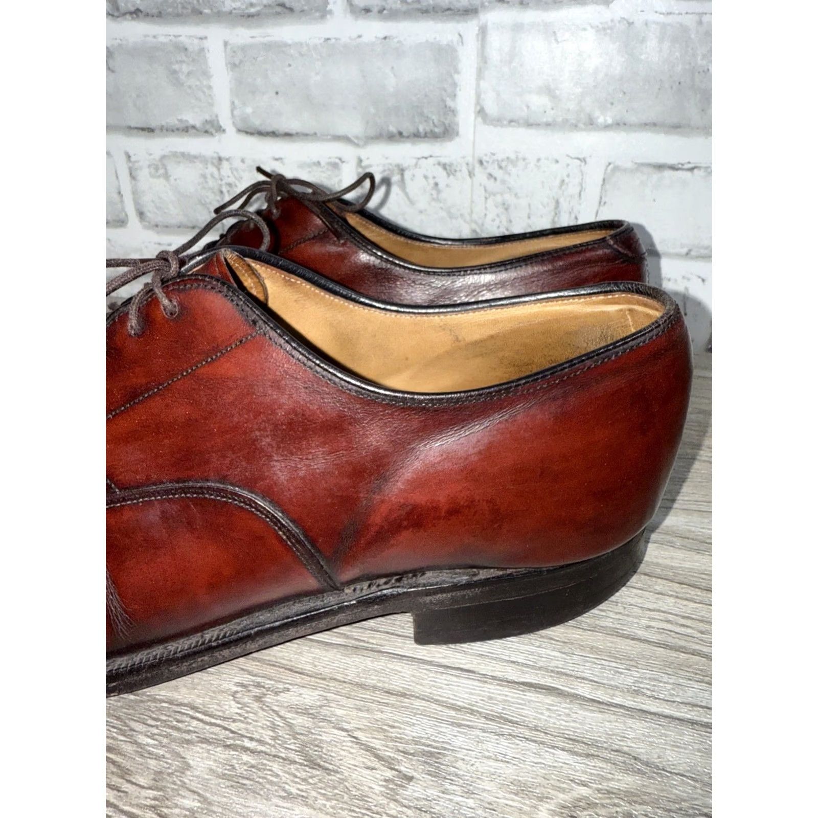 Johnston & Murphy Johnston & Murphy Dress Shoes Burgundy Brogue Cap Toe Up Oxfords Mens 10.5 EUC Size ONE SIZE - 3 Thumbnail