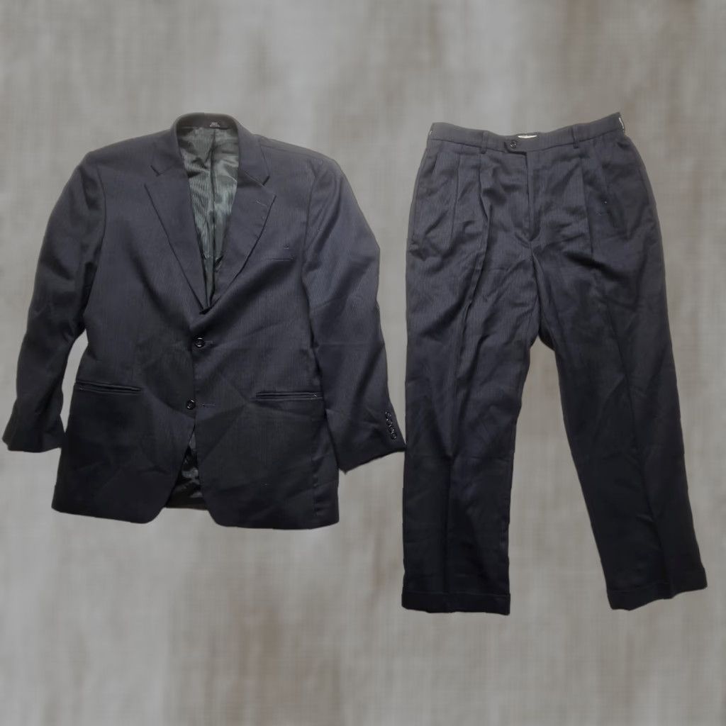 Haggar Haggar Men's Gray Check 2 Piece Blazer Suit Jacket & Pants, Size L, Classic Fit, Formal/Casual Wear Size 42R - 1 Thumbnail