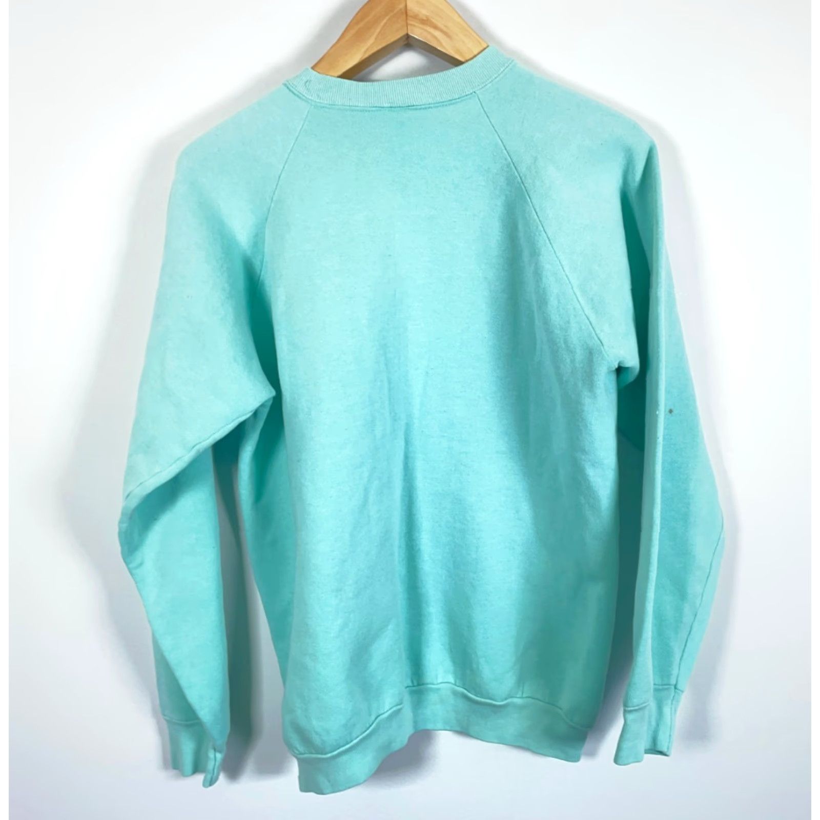 Fruit Of The Loom VINTAGE 90s Vermont Arc Print Sweatshirt Fruit of the Loom Raglan Crew Neck Adult Large Mint Green Men Mens Size US L / EU 52-54 / 3 - 2 Thumbnail