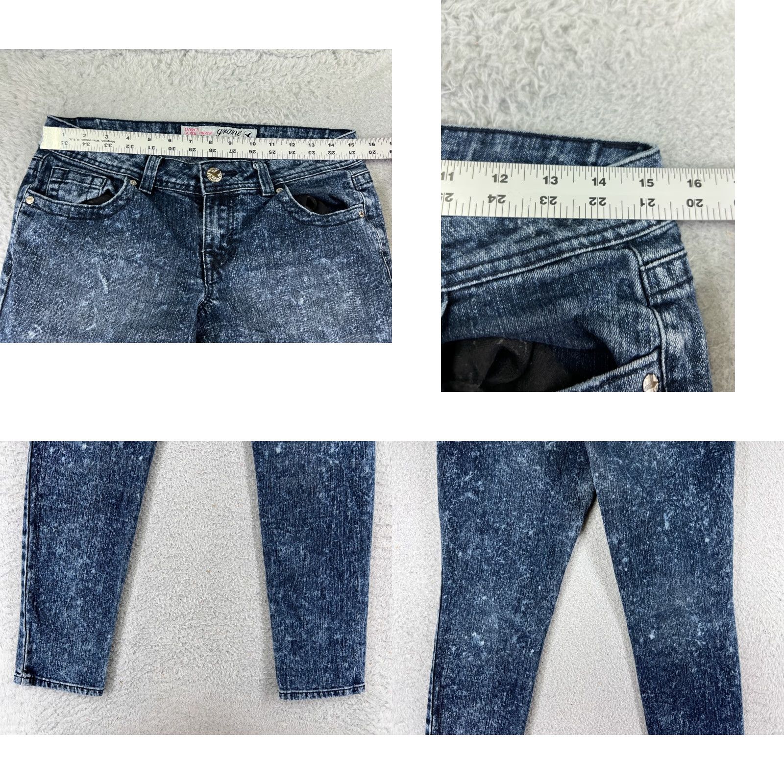 Denime Crane Jeans Juniors 9 Blue Denim Skinny 28x29 Low Rise 5-Pocket Button Closure Size 30" / US 8 / IT 44 - 9 Thumbnail