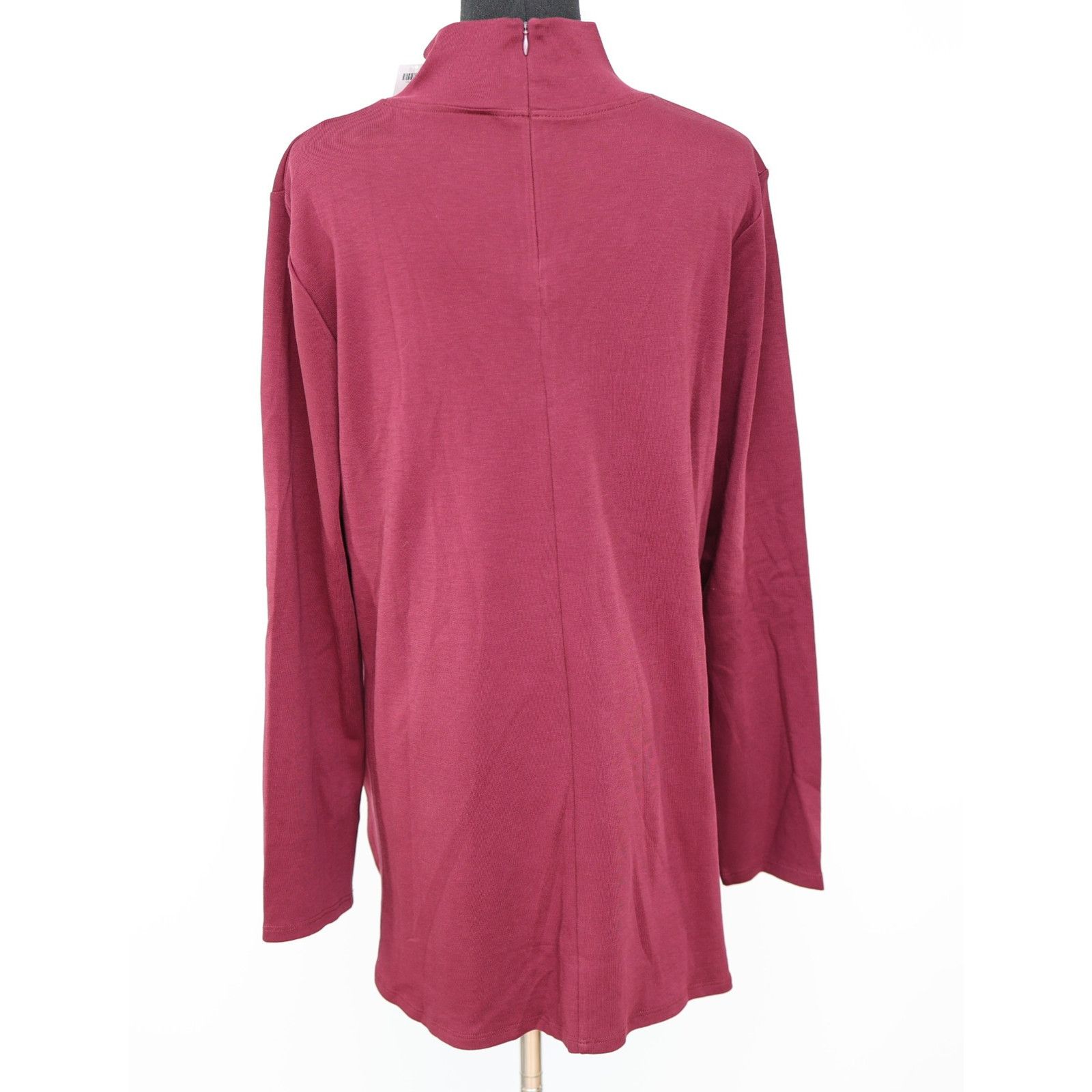 Chicos NWT CHICO'S Cotton Back Zip Stretch Wine Mock Neck Top Sz 2 Size L / US 10 / IT 46 - 4 Thumbnail