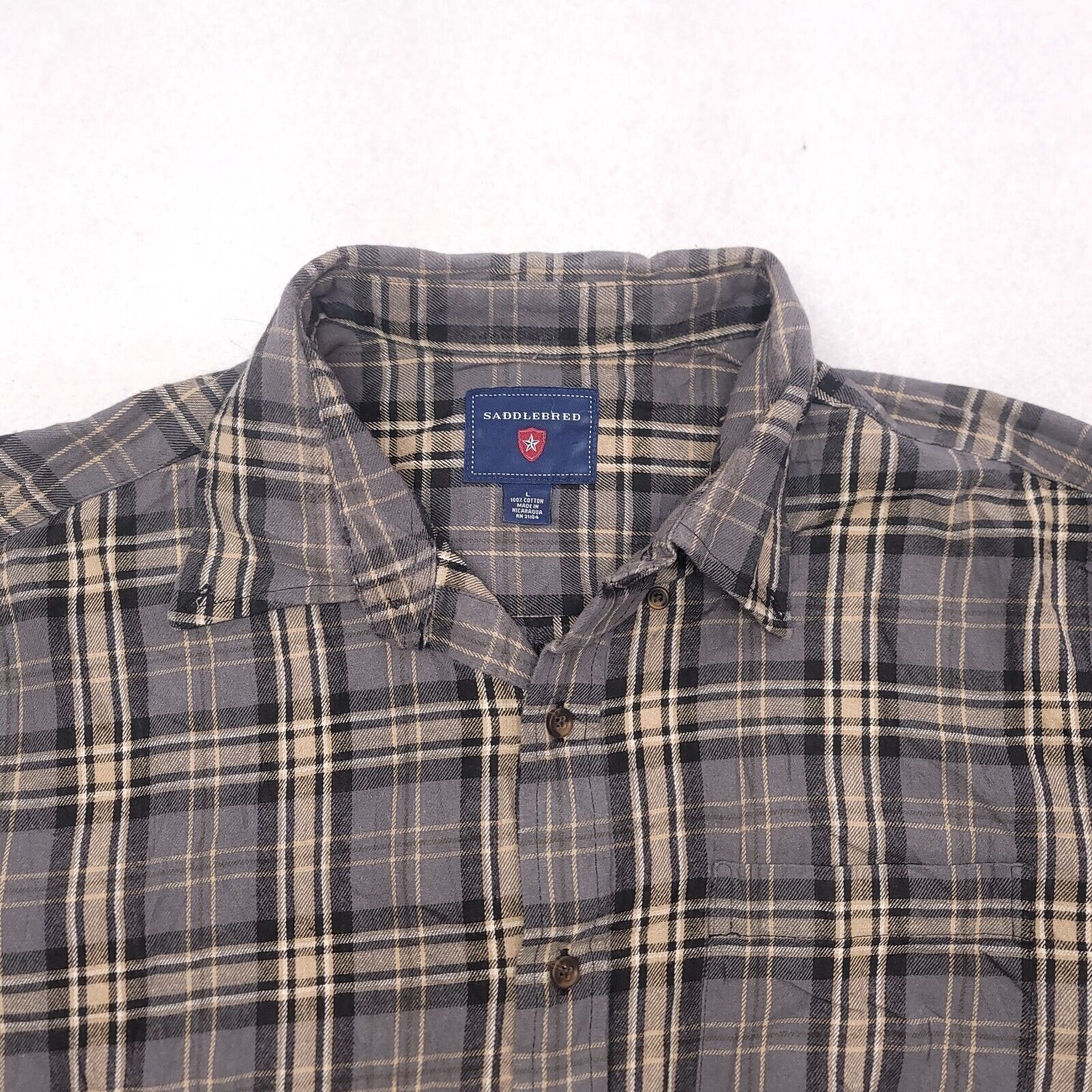 Saddlebred Saddlebred Tartan Flannel Shirt Mens Size Large L Gray Brown Size US L / EU 52-54 / 3 - 1 Thumbnail