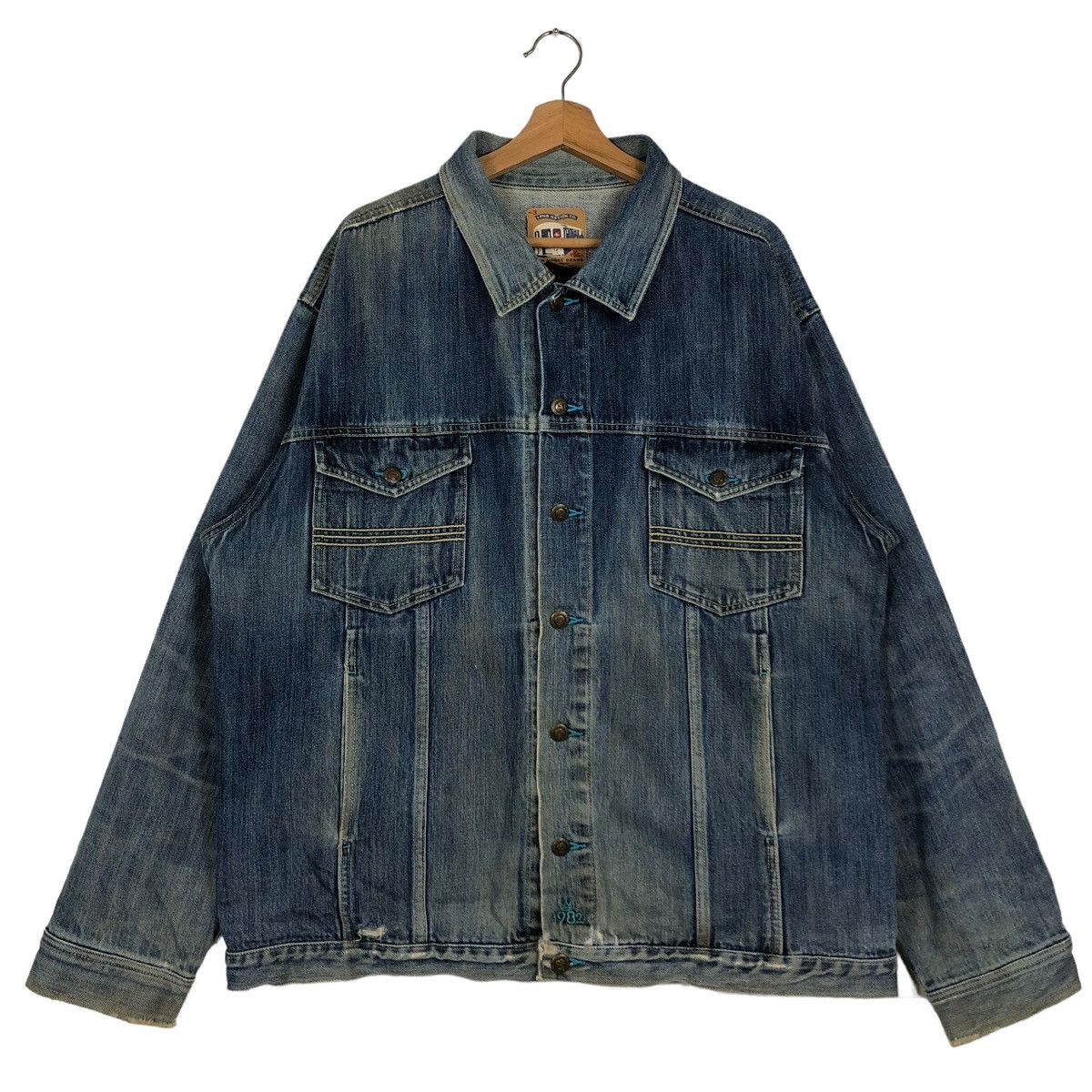 Japanese Brand 🔥90’s Vintage Denim Biker Jacket Iron Horse Big Logo Size US XL / EU 56 / 4 - 2 Thumbnail