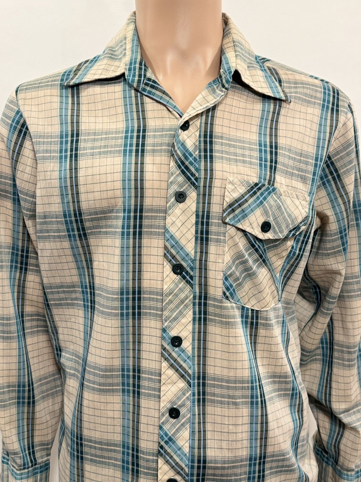 Vintage Men’s 1970’s Plaid Button Down Shirt Size US M / EU 48-50 / 2 - 1 Thumbnail