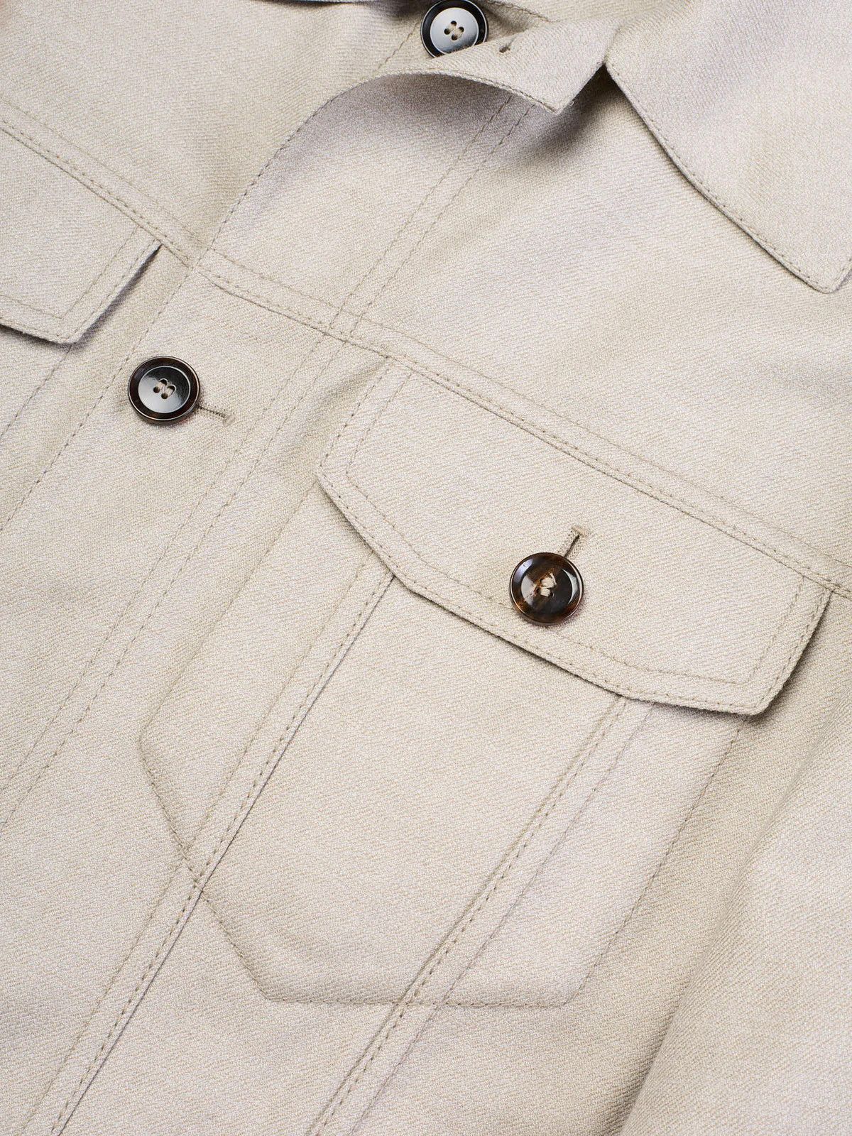 Brioni BRIONI Gray Virgin Wool Trucker Jacket "Neutrals" Size US XL / EU 56 / 4 - 2 Thumbnail