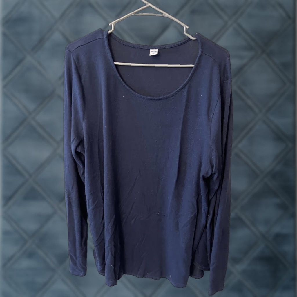 Old Navy Old Navy Shirt Womens XL Vintage Navy Blue Long Sleeve Round Neck Top Size XL / US 12-14 / IT 48-50 - 1 Thumbnail